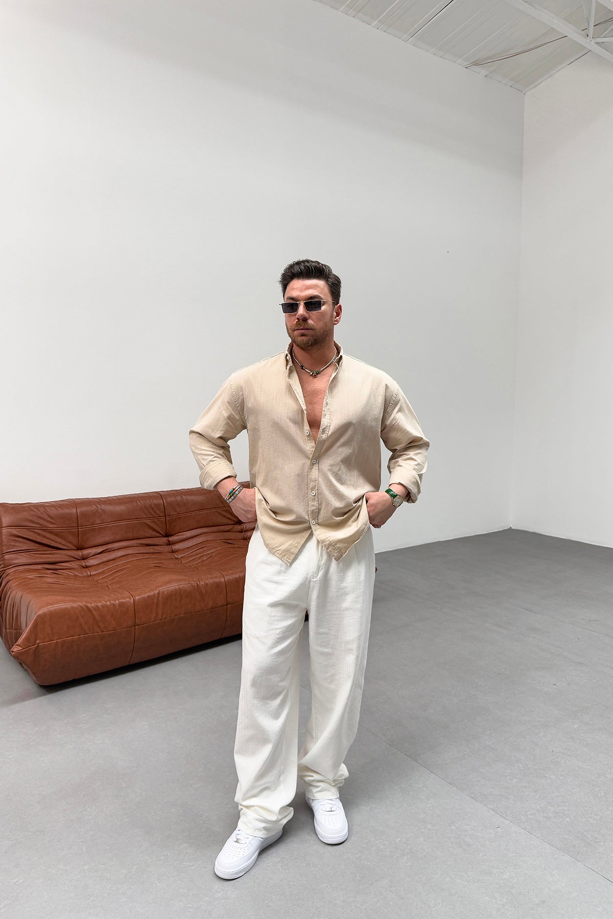 OVERSIZED FRESH LINEN SHIRT • BEIGE