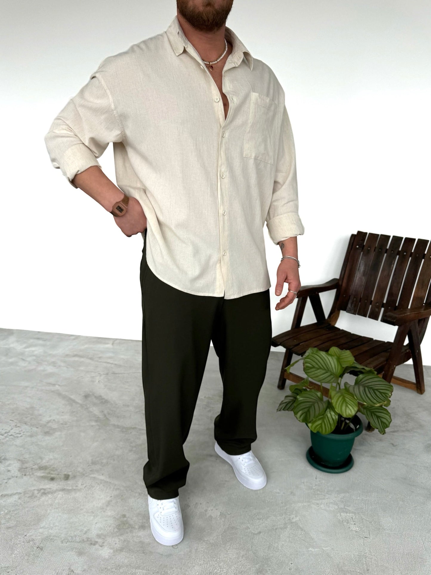 Beige Linen Shirt