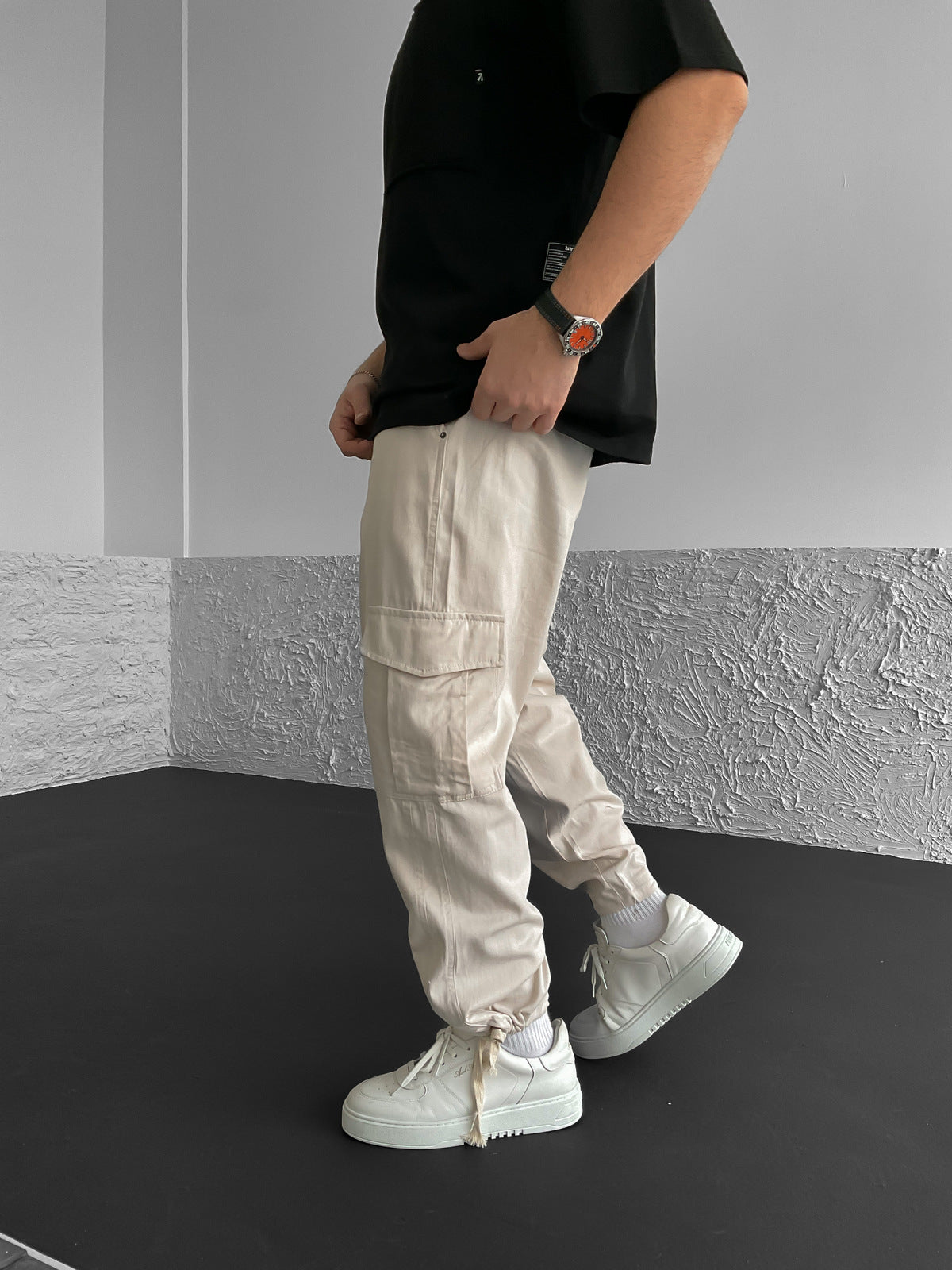 Beige Cargo Trousers