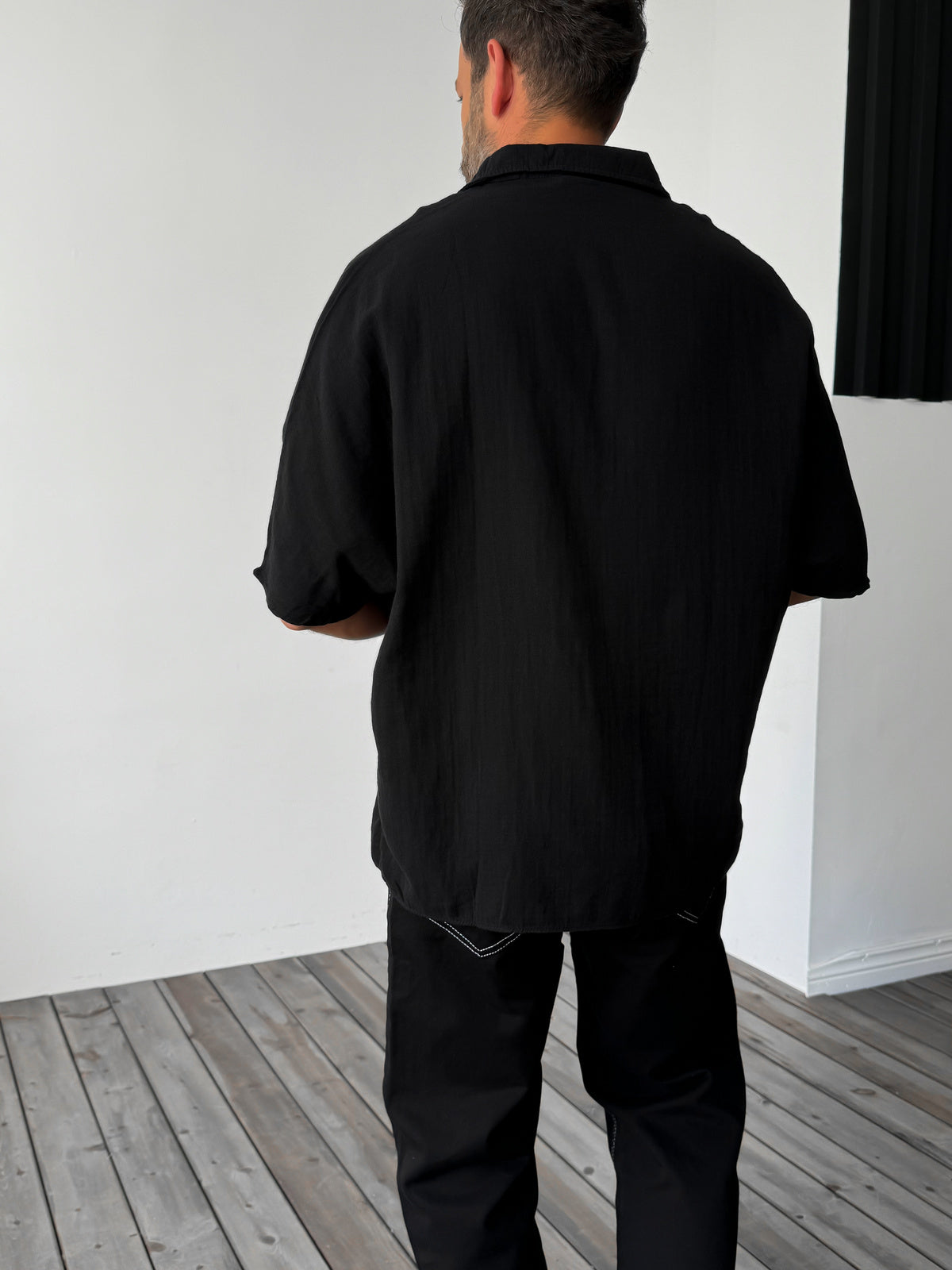Black Batwing Sleeve Oversize Shirt