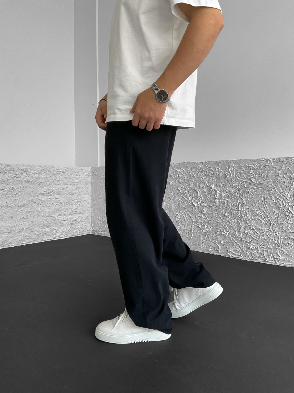 Black Baggy Linen Trousers