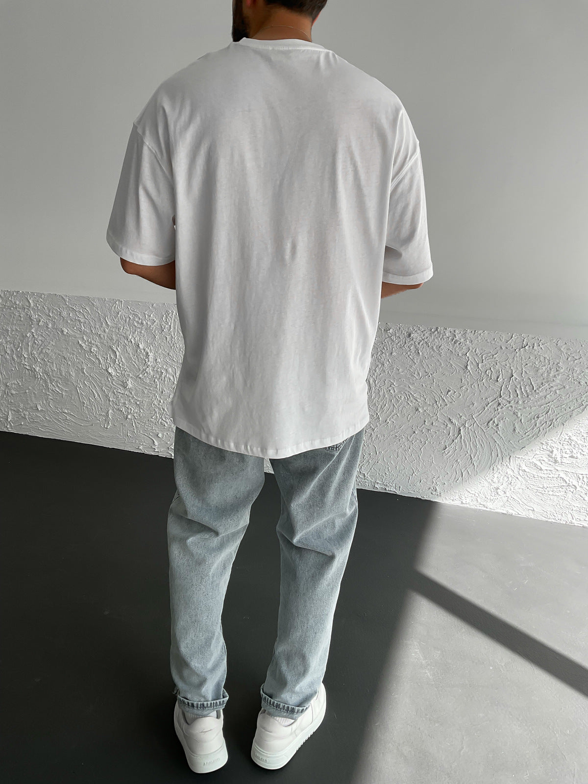 White Slit Basic Oversize T-Shirt