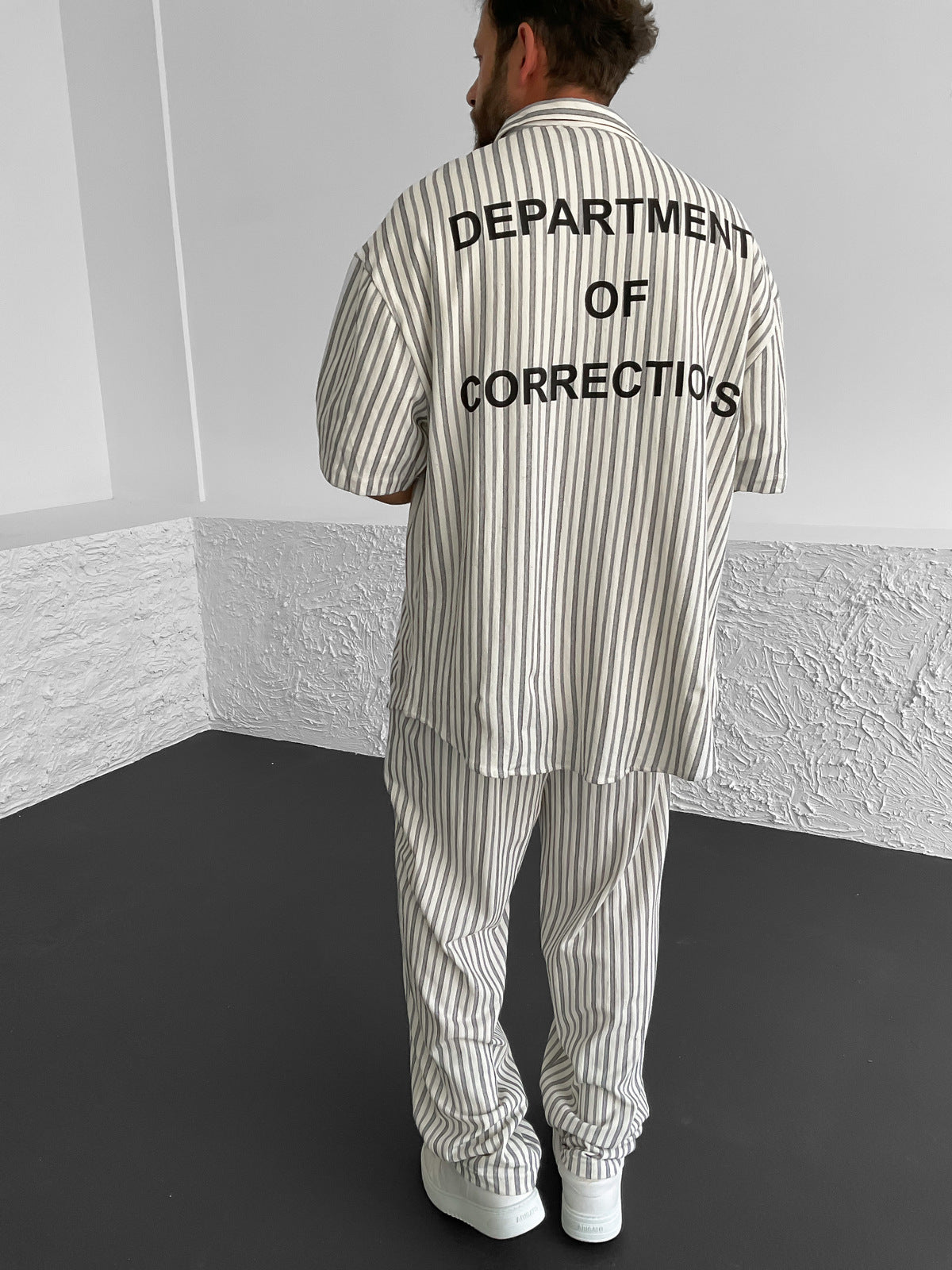 Ecru Printed Oversized Linen Set