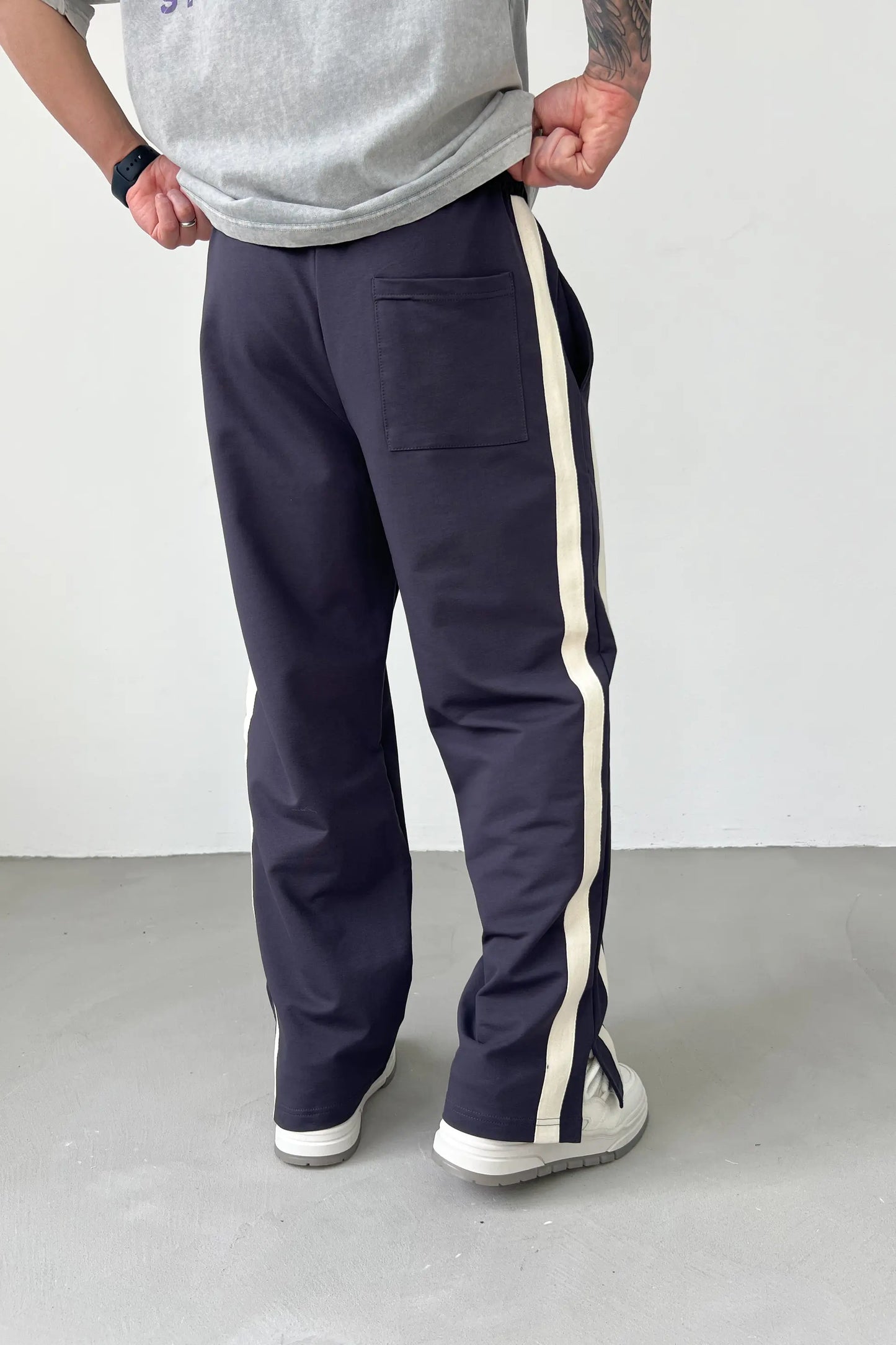 Baggy Tracksuit with Cut-Out Stripe Detail | SMOKED