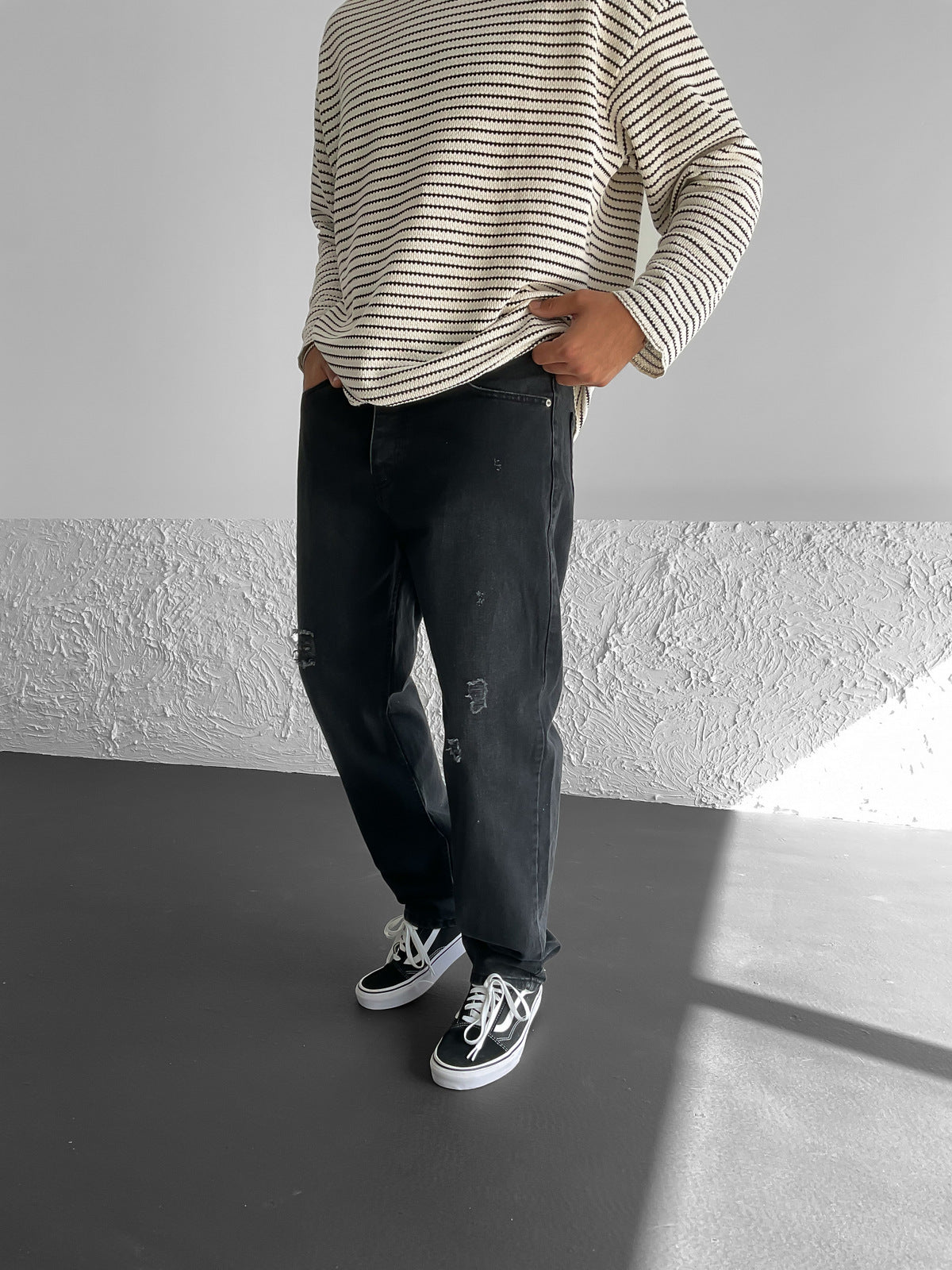 Black Ripped Baggy Trousers