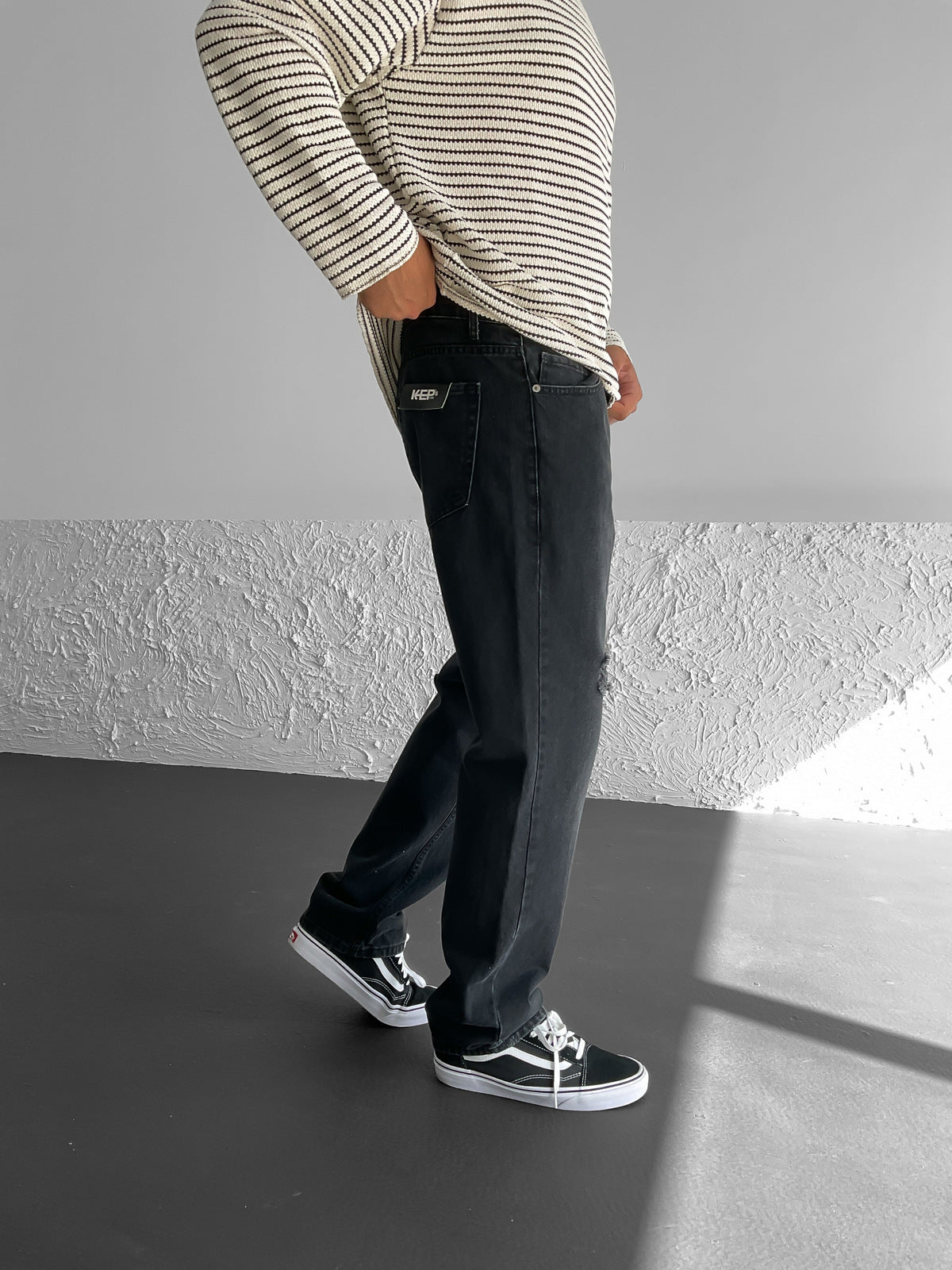 Black Ripped Baggy Trousers