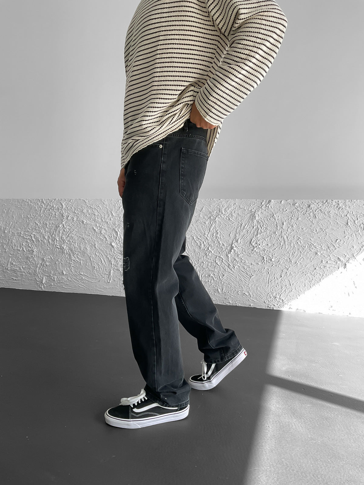 Black Ripped Baggy Trousers
