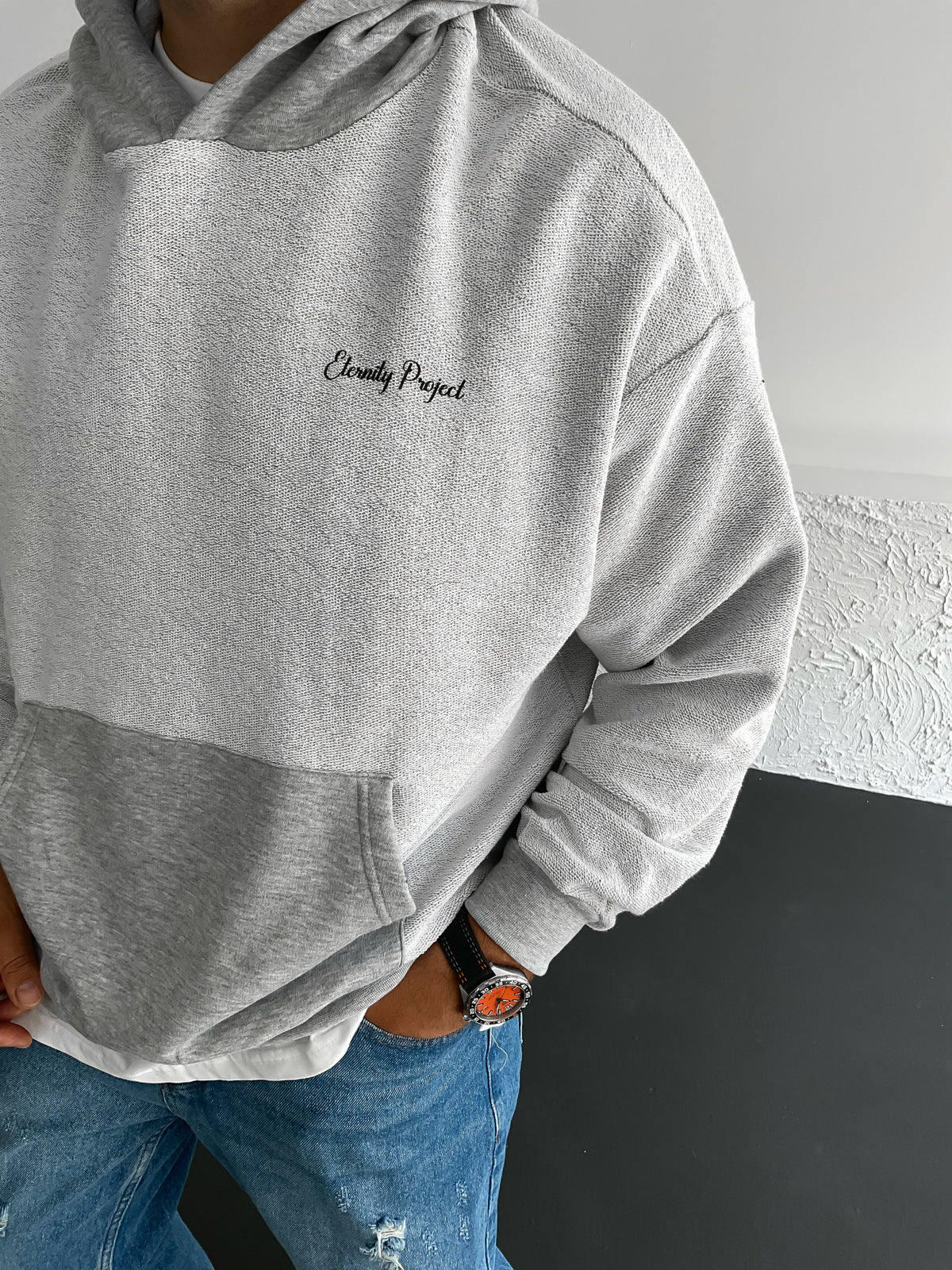 Light Grey Eternity Printed Hoodie