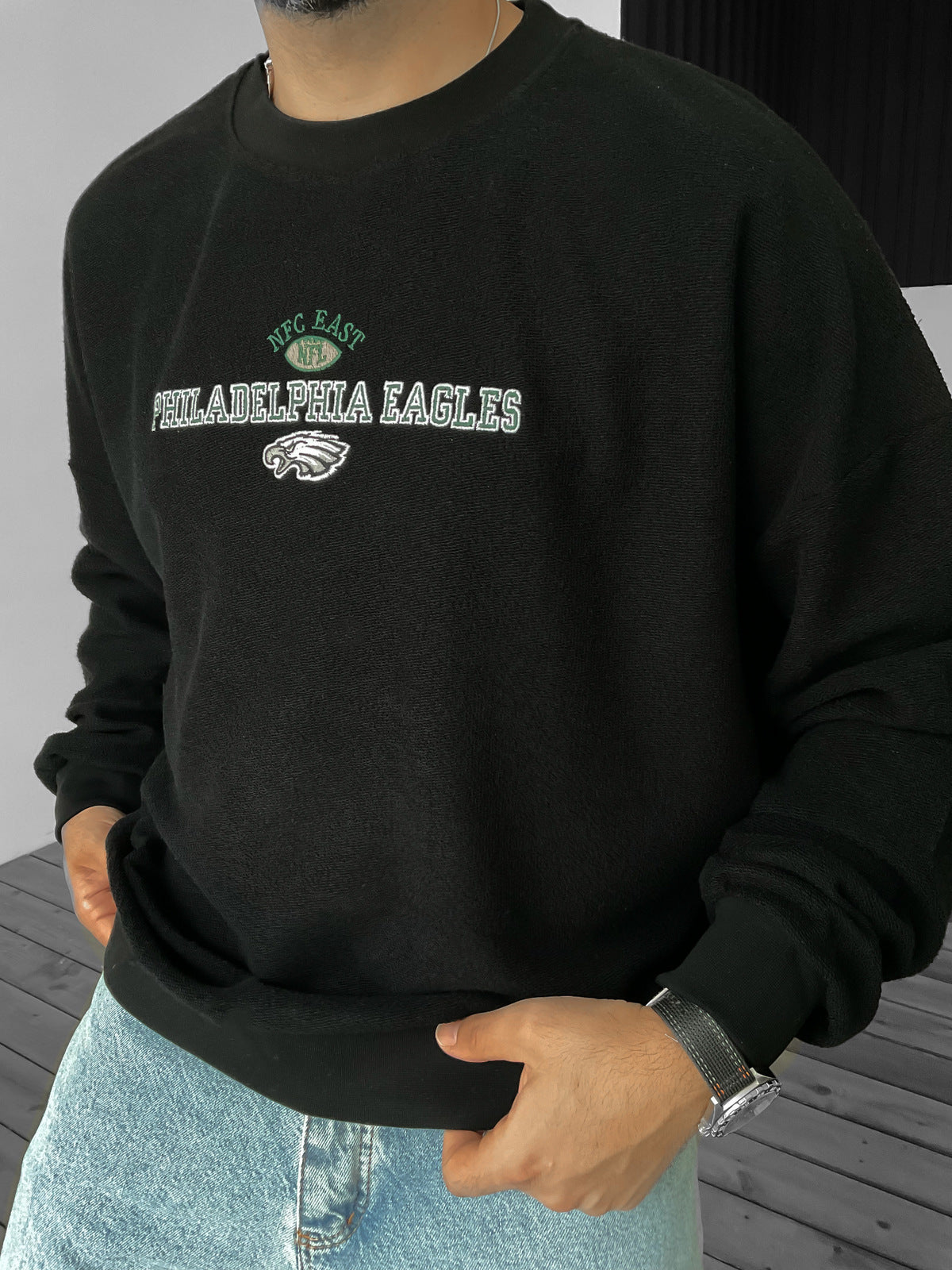 Black Philadelphia Embroidered Sweat