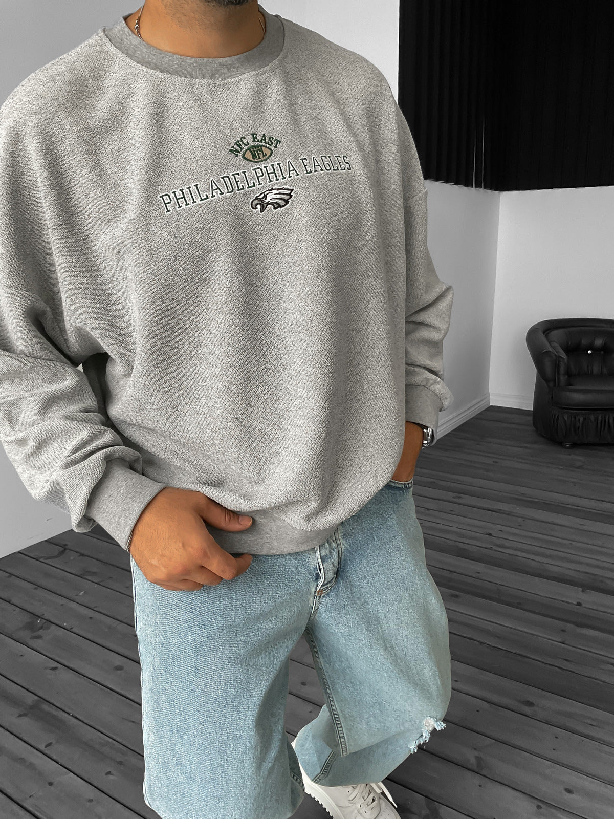 Gray Philadelphia Embroidered Sweater