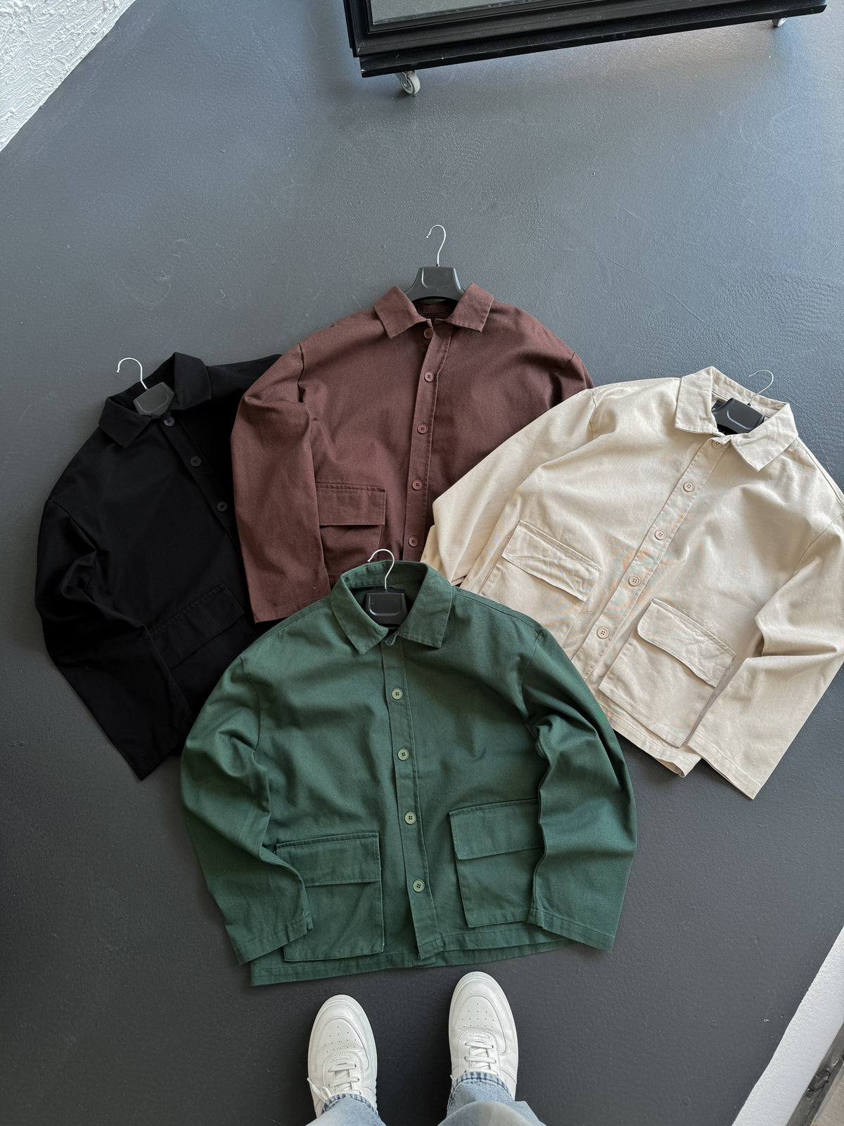 Beige Box Fit Denim Jacket