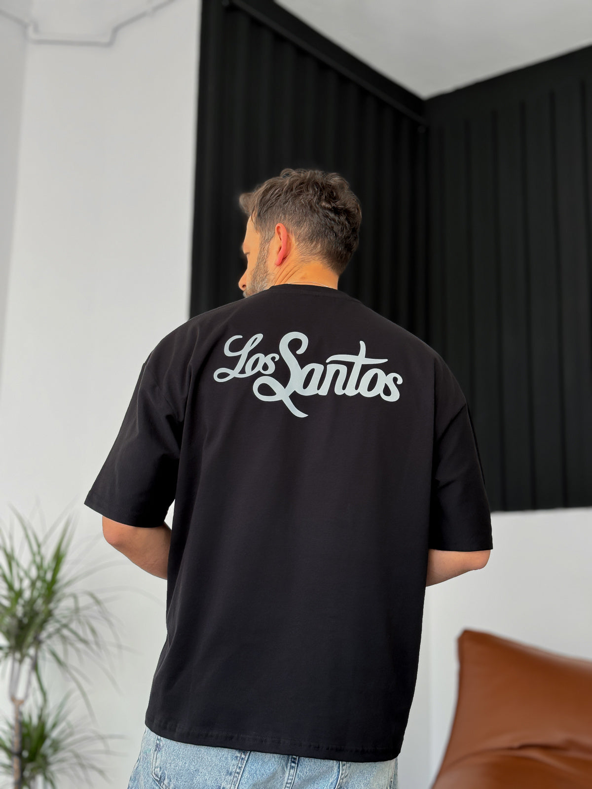 Black Los Santos Reflective Oversize T-Shirt