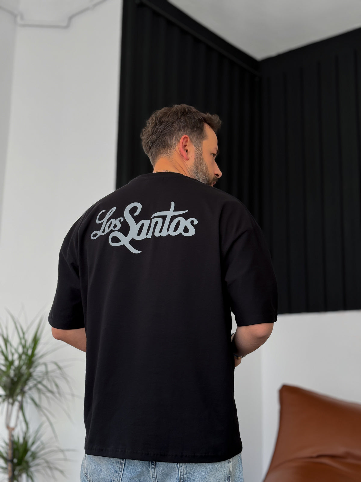 Black Los Santos Reflective Oversize T-Shirt