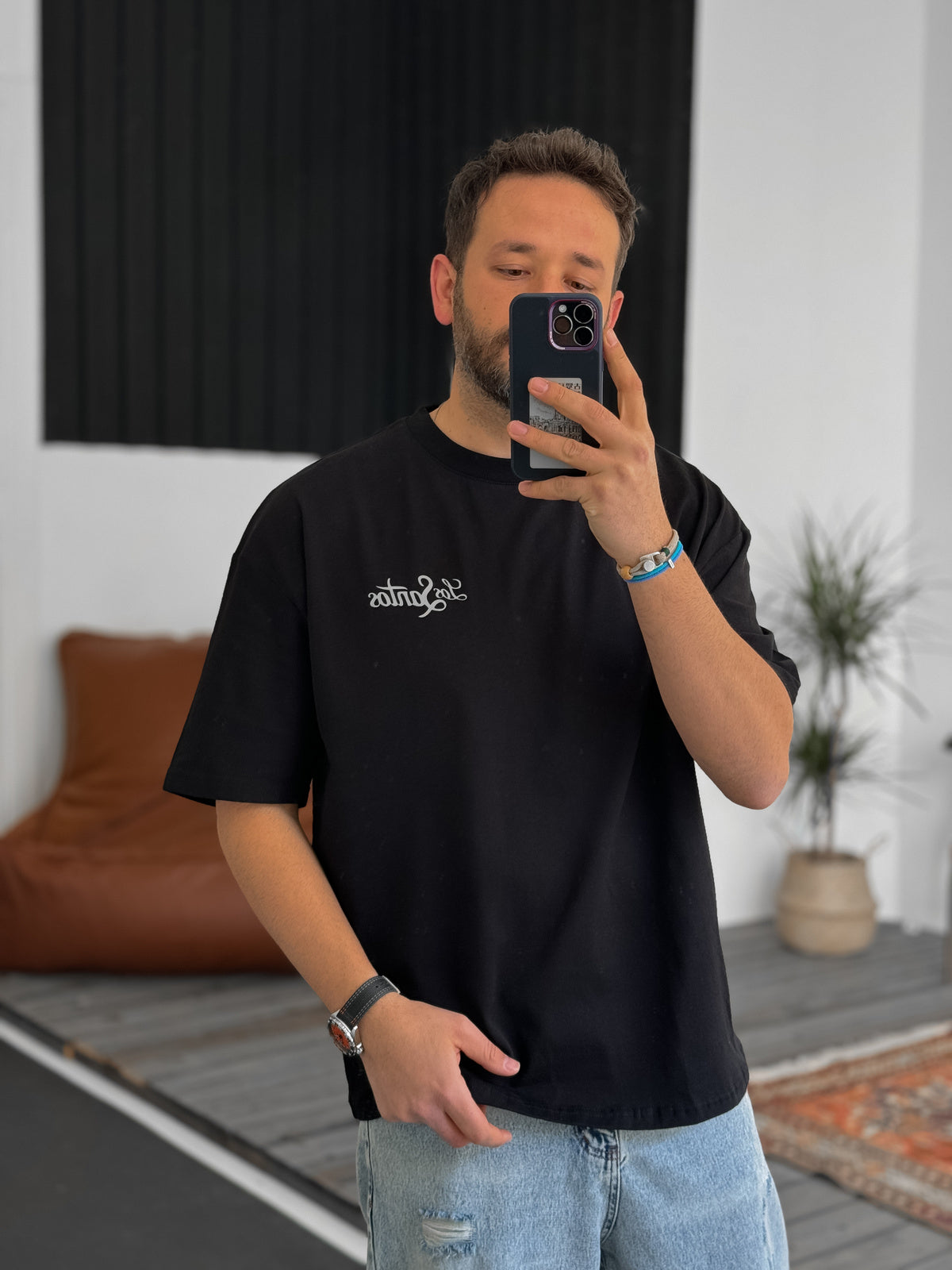 Black Los Santos Reflective Oversize T-Shirt