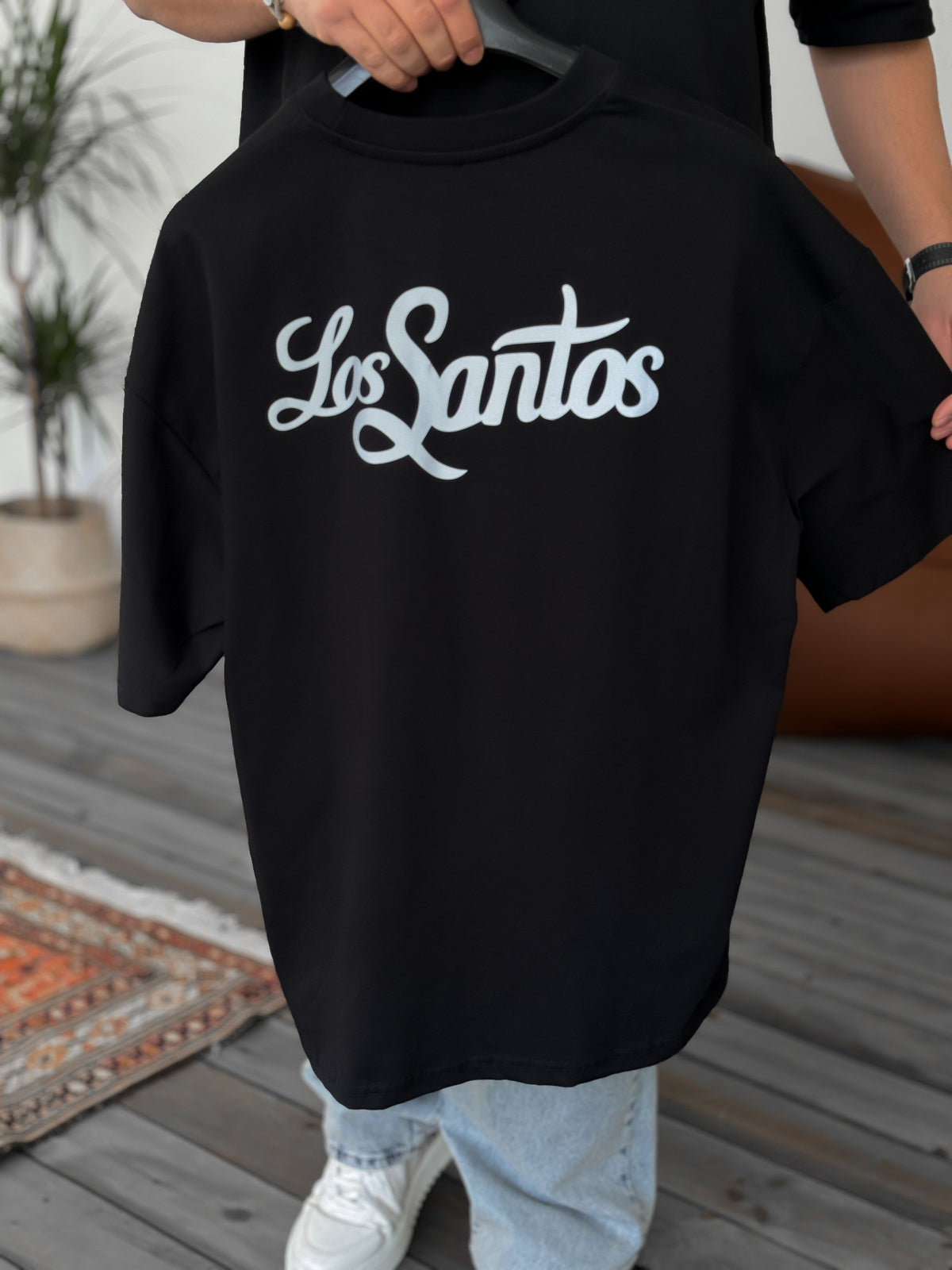 Black Los Santos Reflective Oversize T-Shirt