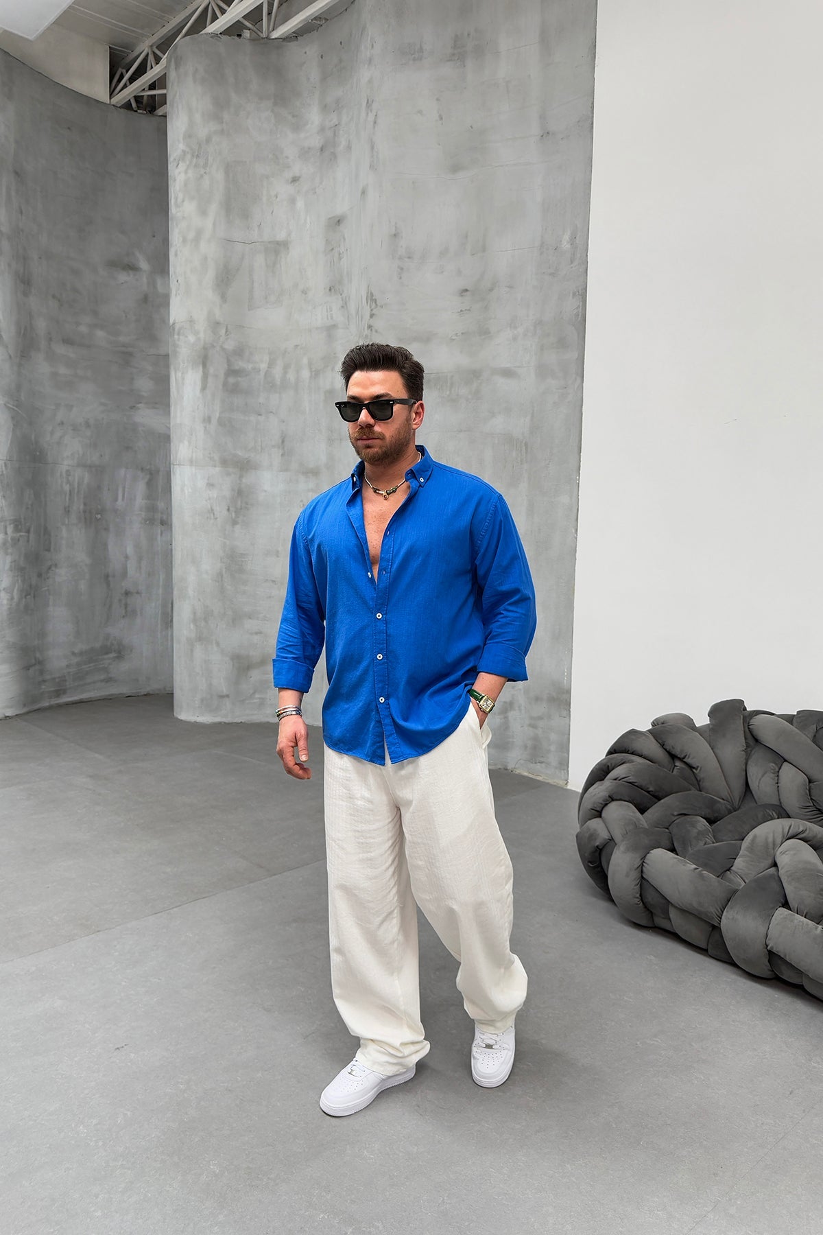 OVERSIZED FRESH LINEN SHIRT • SAX BLUE