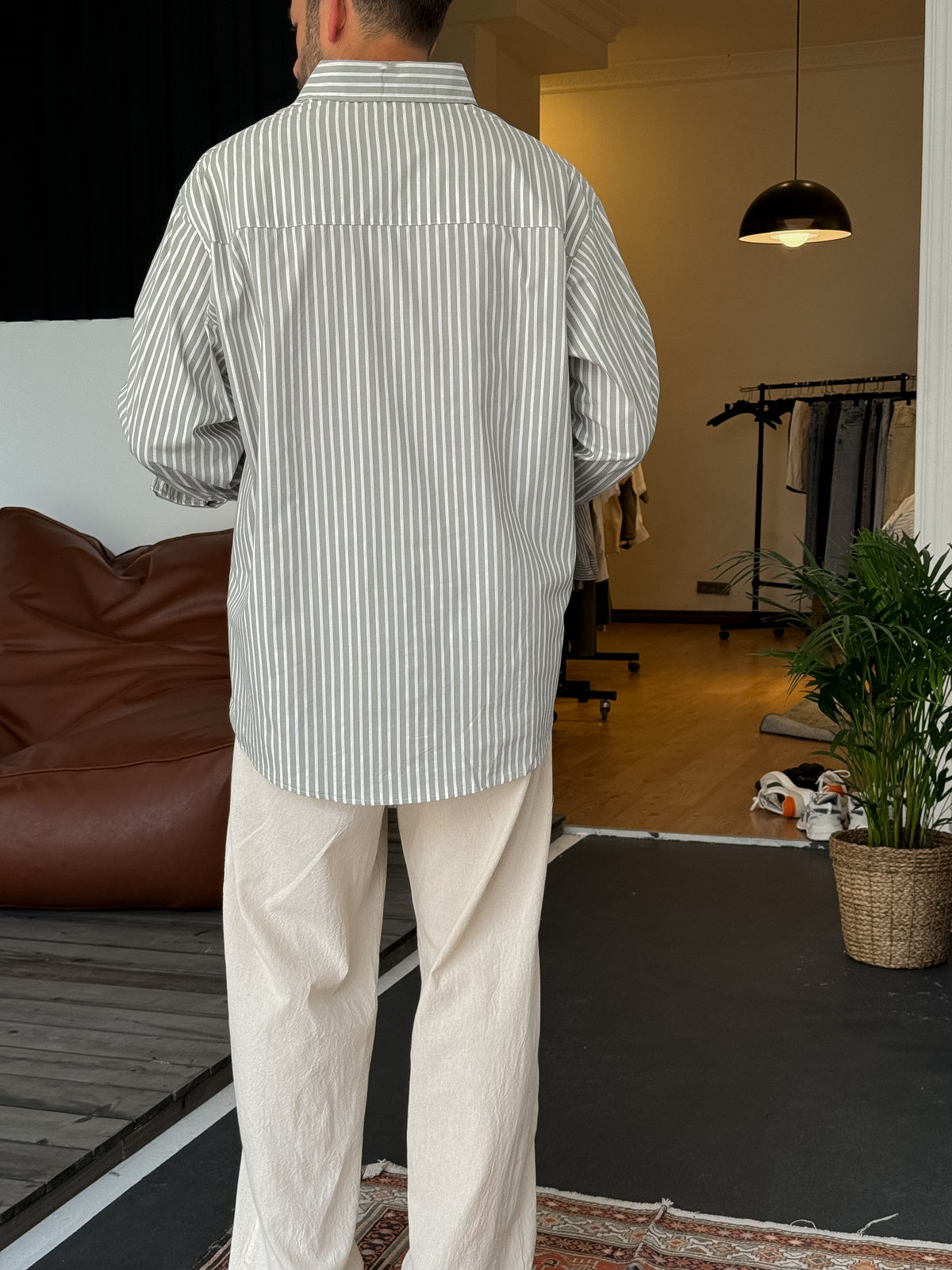 Khaki Reverse Stripe Pocket Shirt