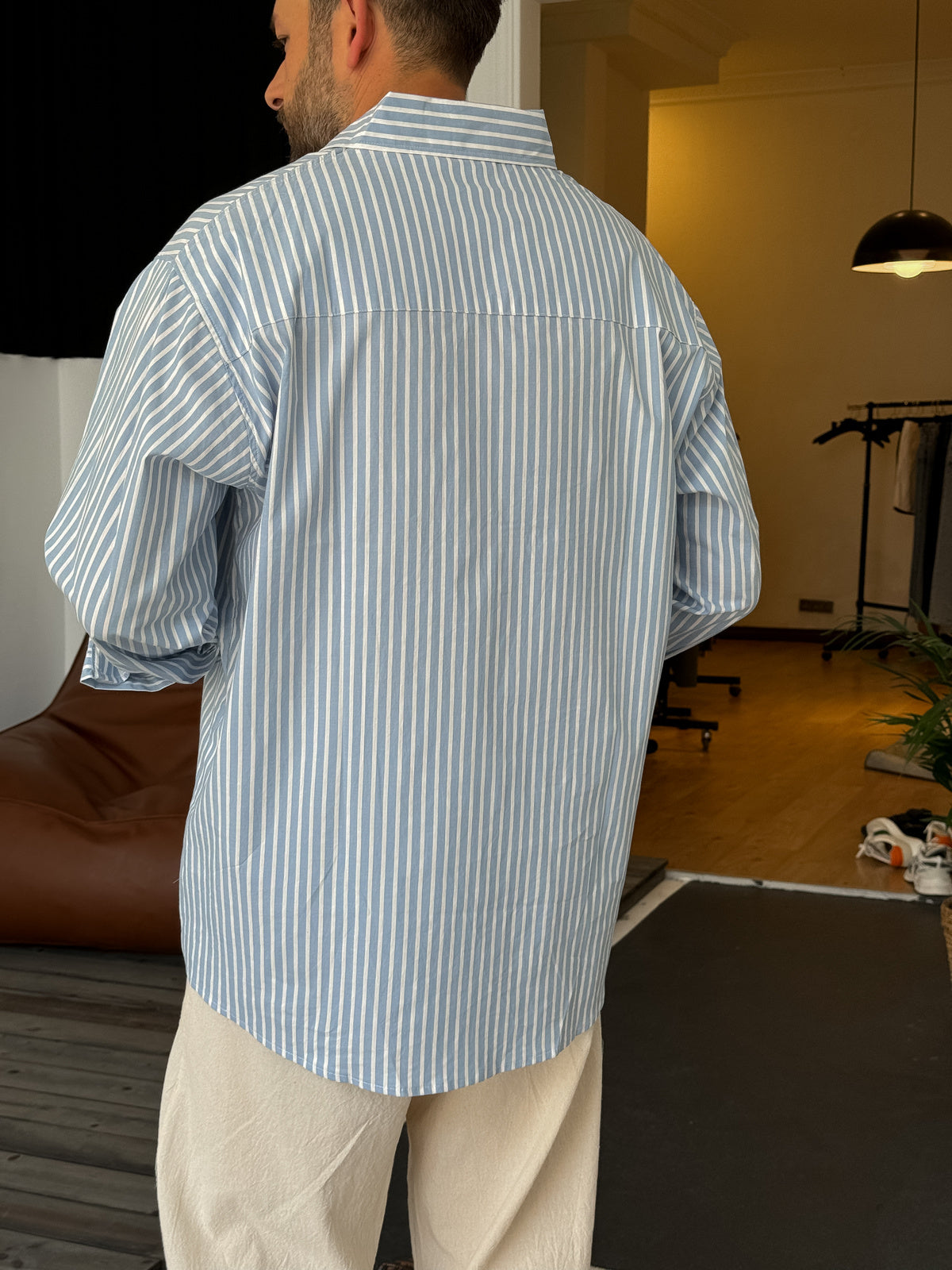Blue Reverse Stripe Pocket Shirt