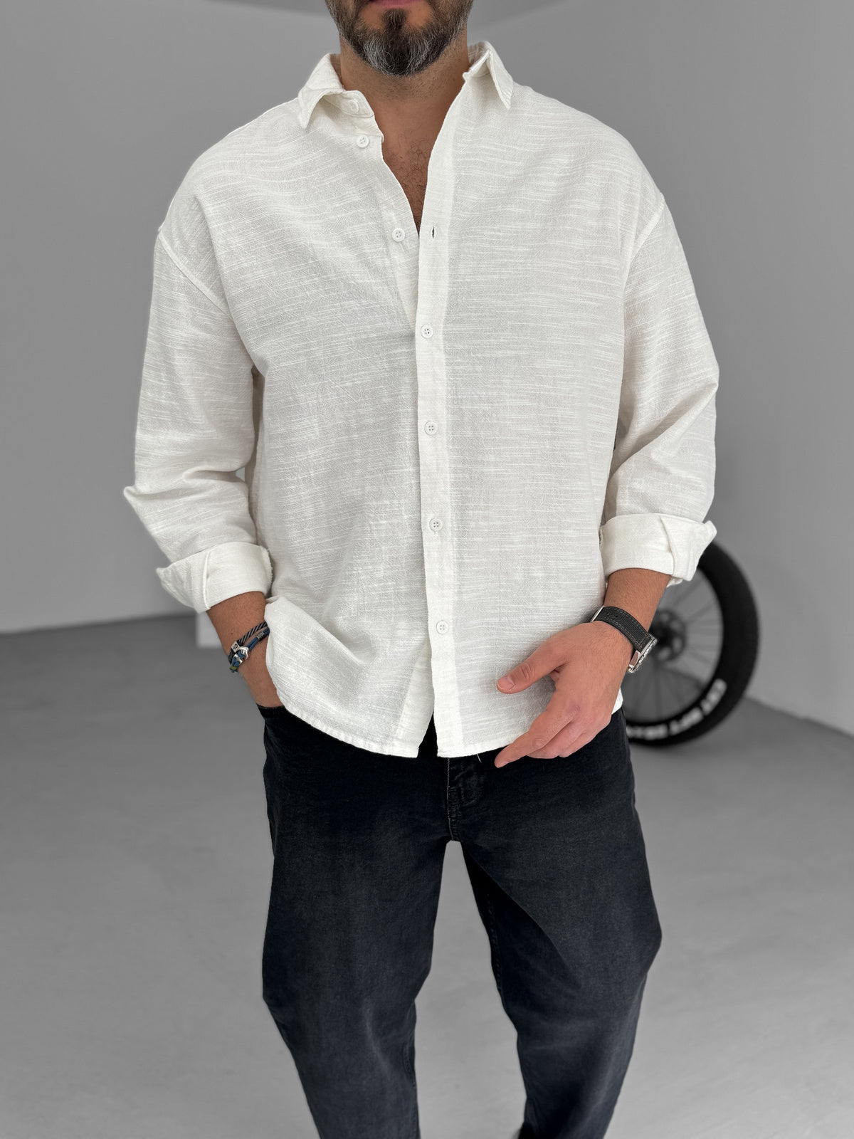 MUSLIN FABRIC SHIRT • WHITE