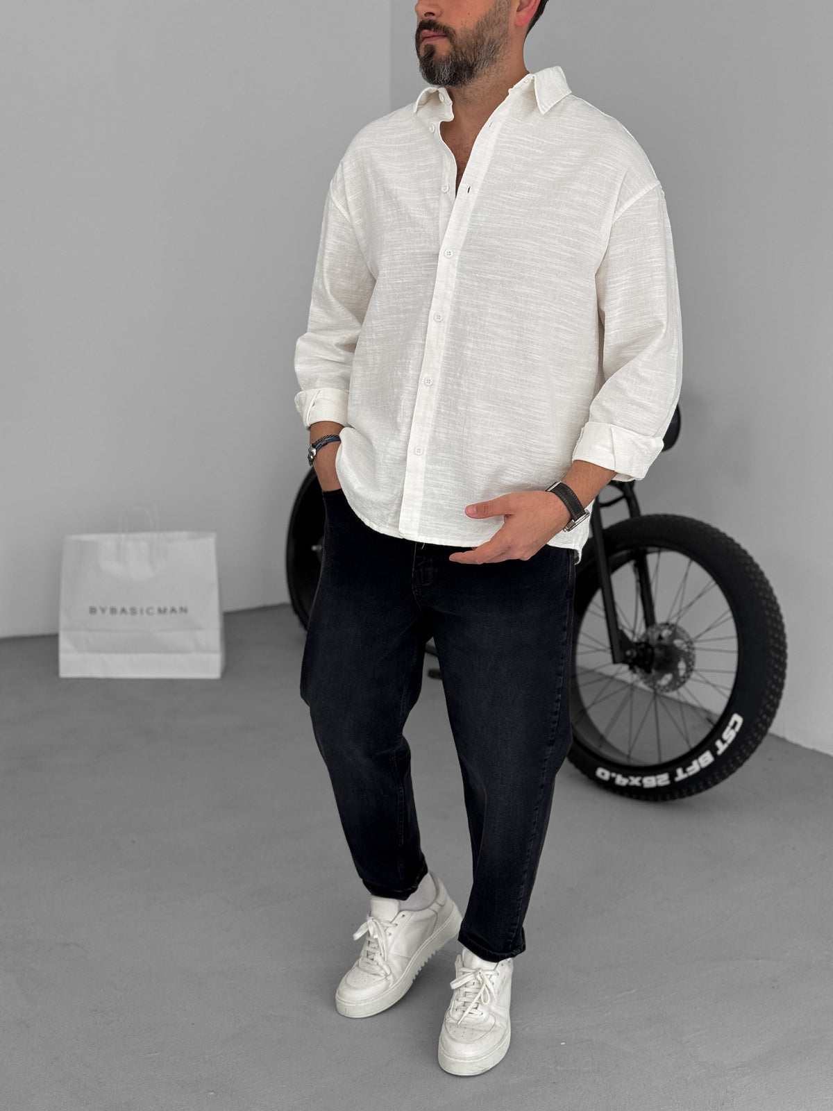 MUSLIN FABRIC SHIRT • WHITE