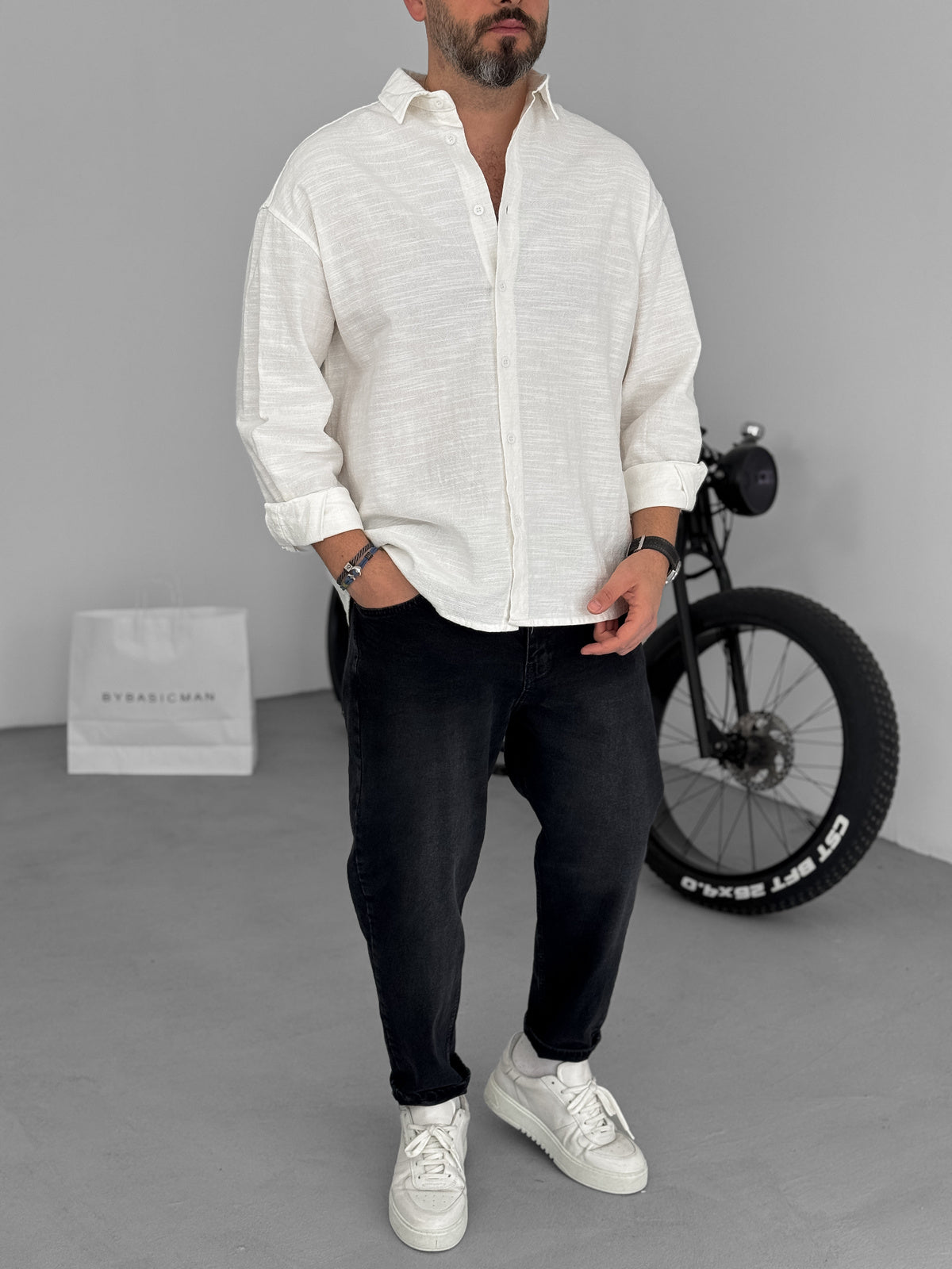 MUSLIN FABRIC SHIRT • WHITE