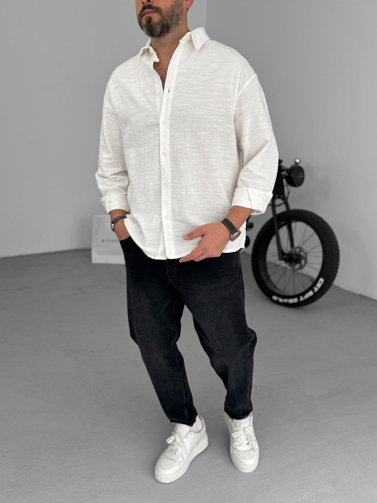 MUSLIN FABRIC SHIRT • WHITE