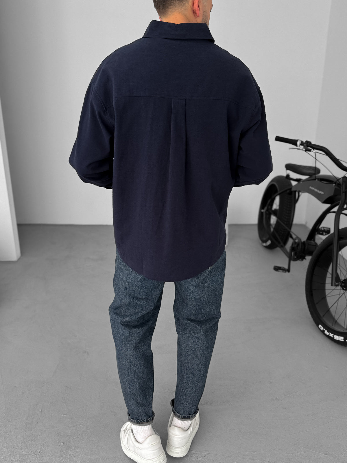 MUSLIN SOFT FABRIC SHIRT • NAVY BLUE