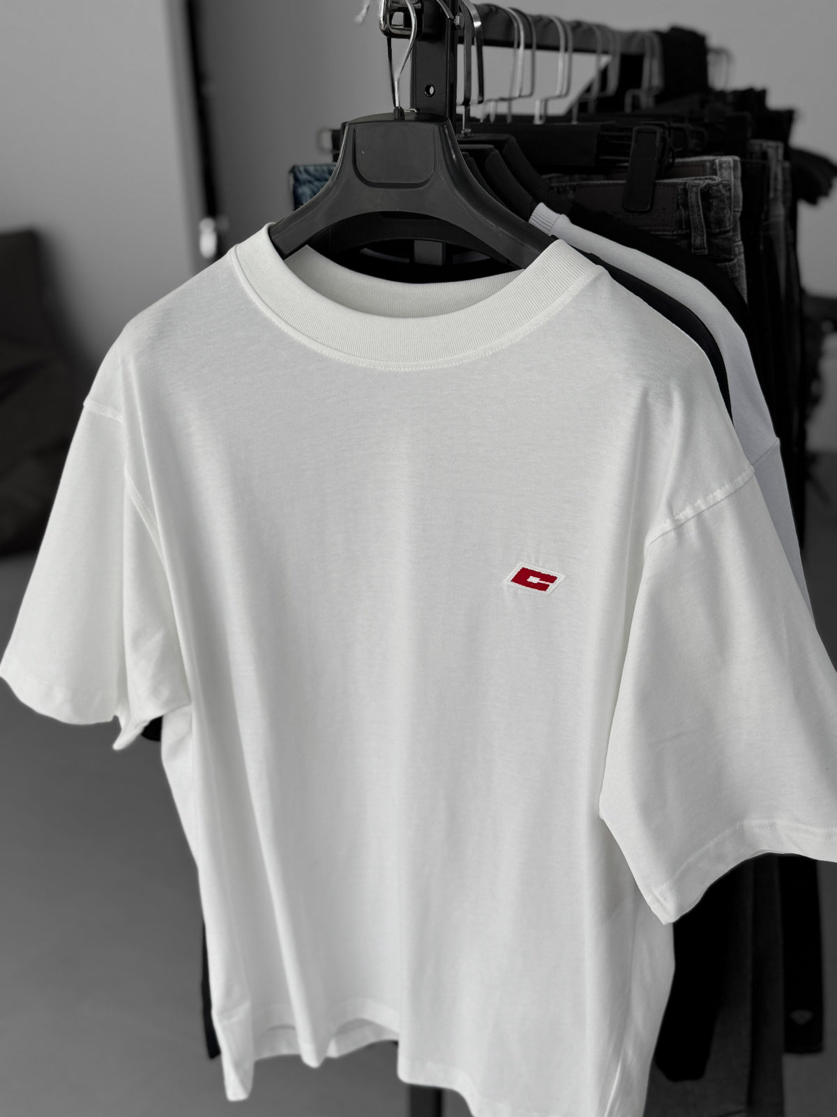 White C Embroidered Oversize T-Shirt