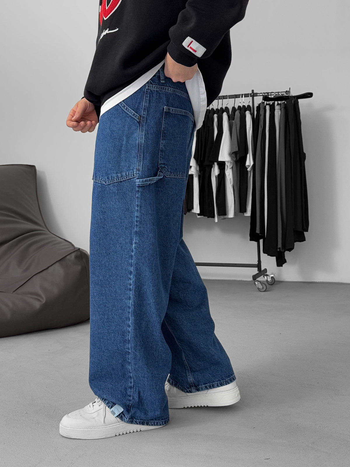 Blue Relax Fit Pocket Detailed Trousers