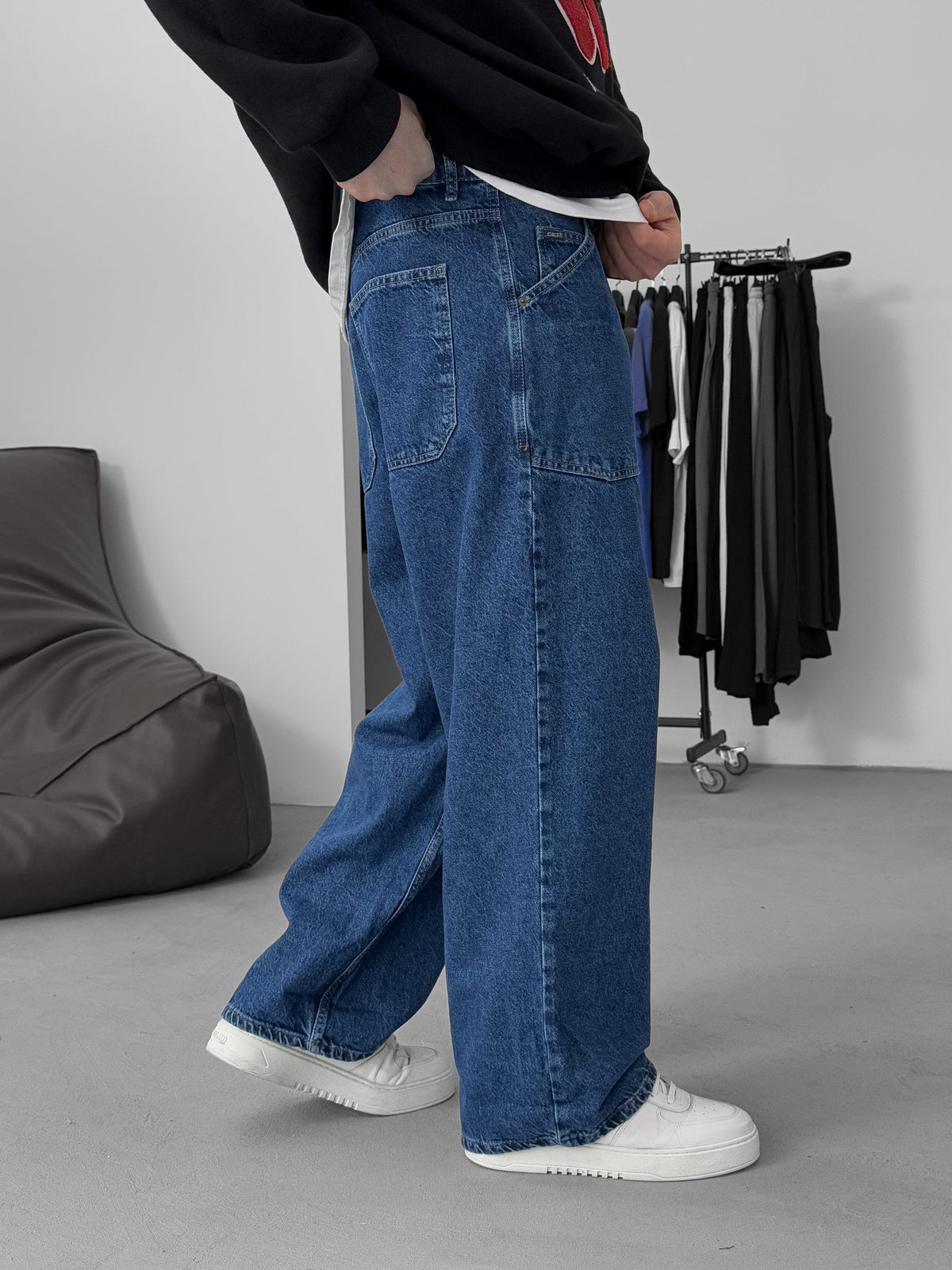 Blue Relax Fit Pocket Detailed Trousers