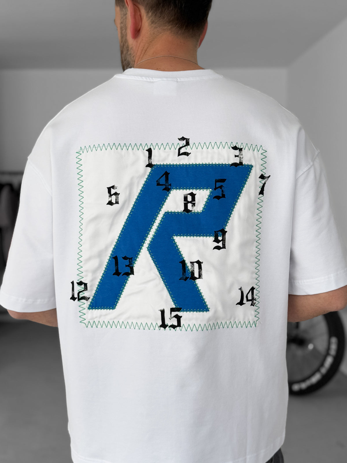 White R Patched Oversize T-Shirt