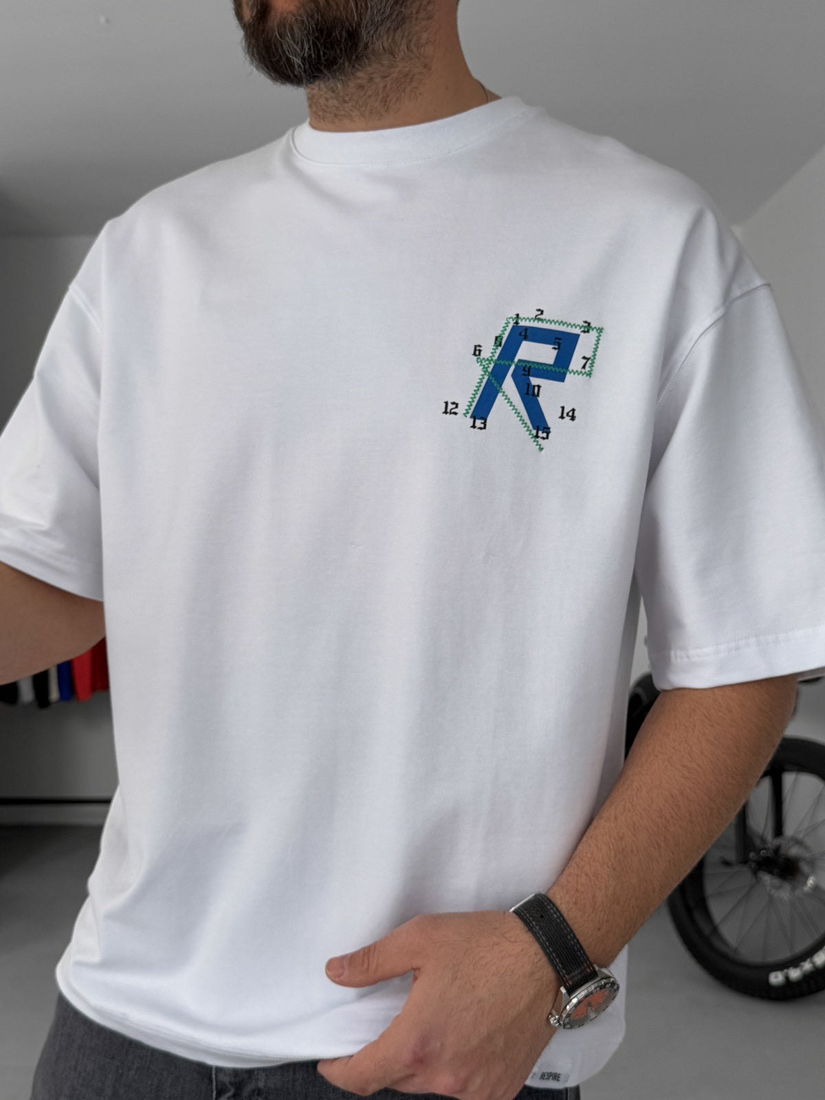 White R Patched Oversize T-Shirt