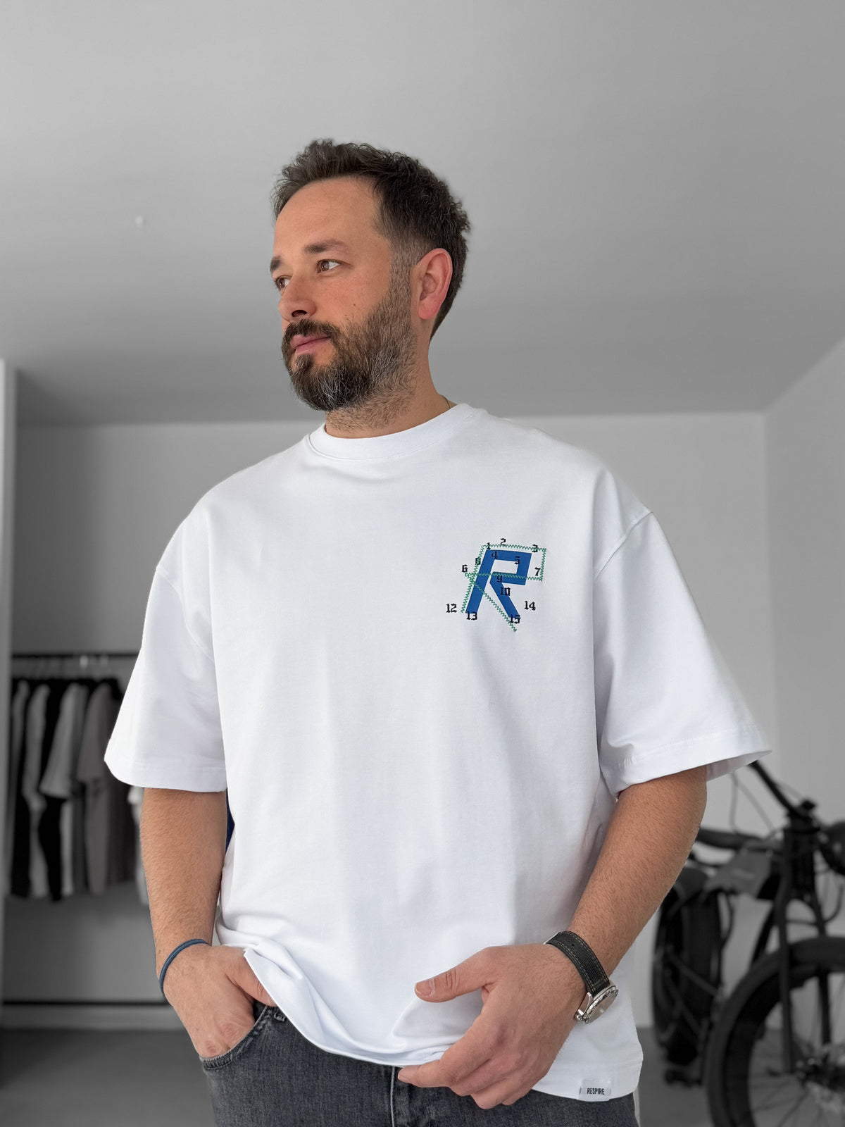 White R Patched Oversize T-Shirt