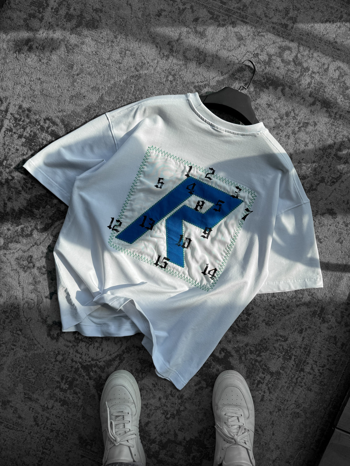 White R Patched Oversize T-Shirt