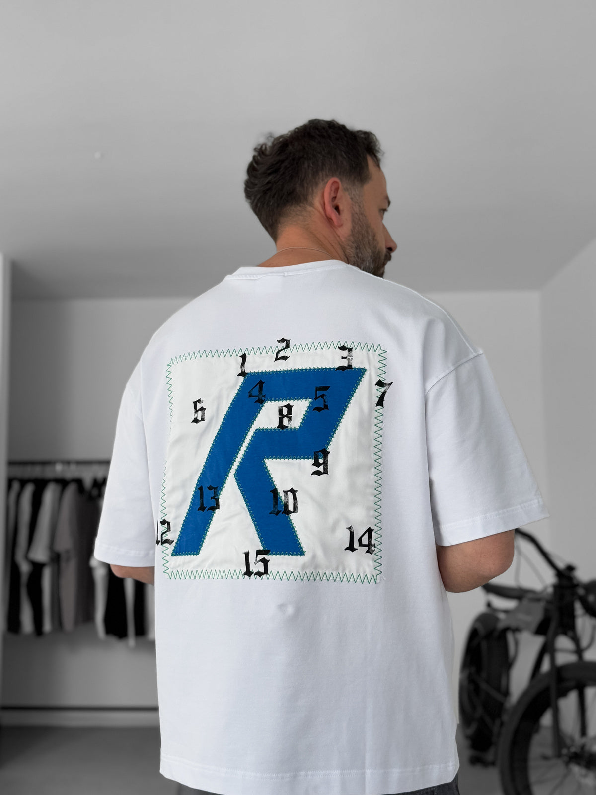 White R Patched Oversize T-Shirt