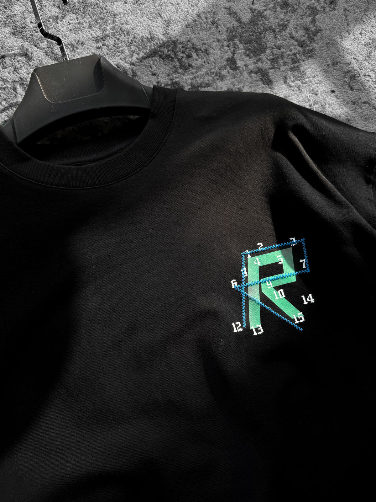 Black R Patched Oversize T-Shirt