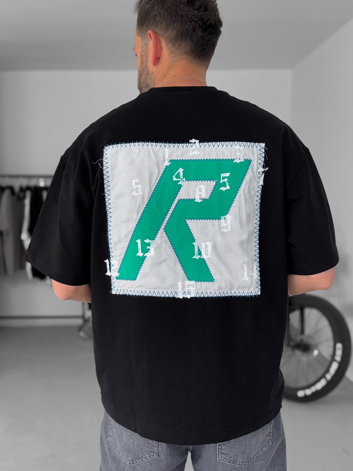 Black R Patched Oversize T-Shirt
