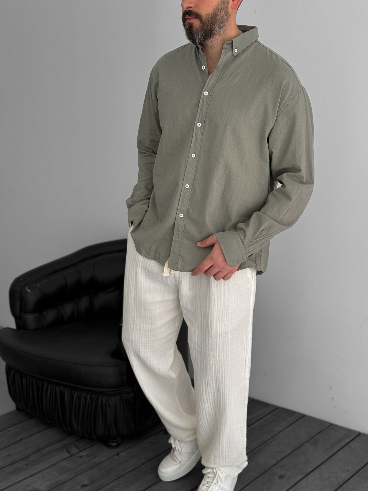 Light Khaki Fresh Fabric Basic Shirt