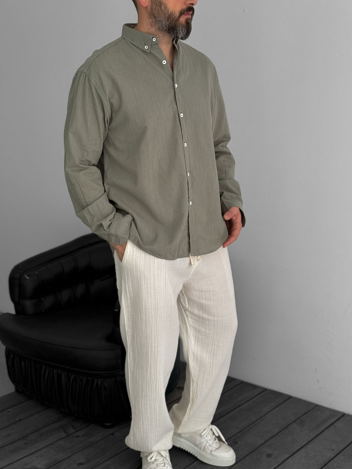 Light Khaki Fresh Fabric Basic Shirt