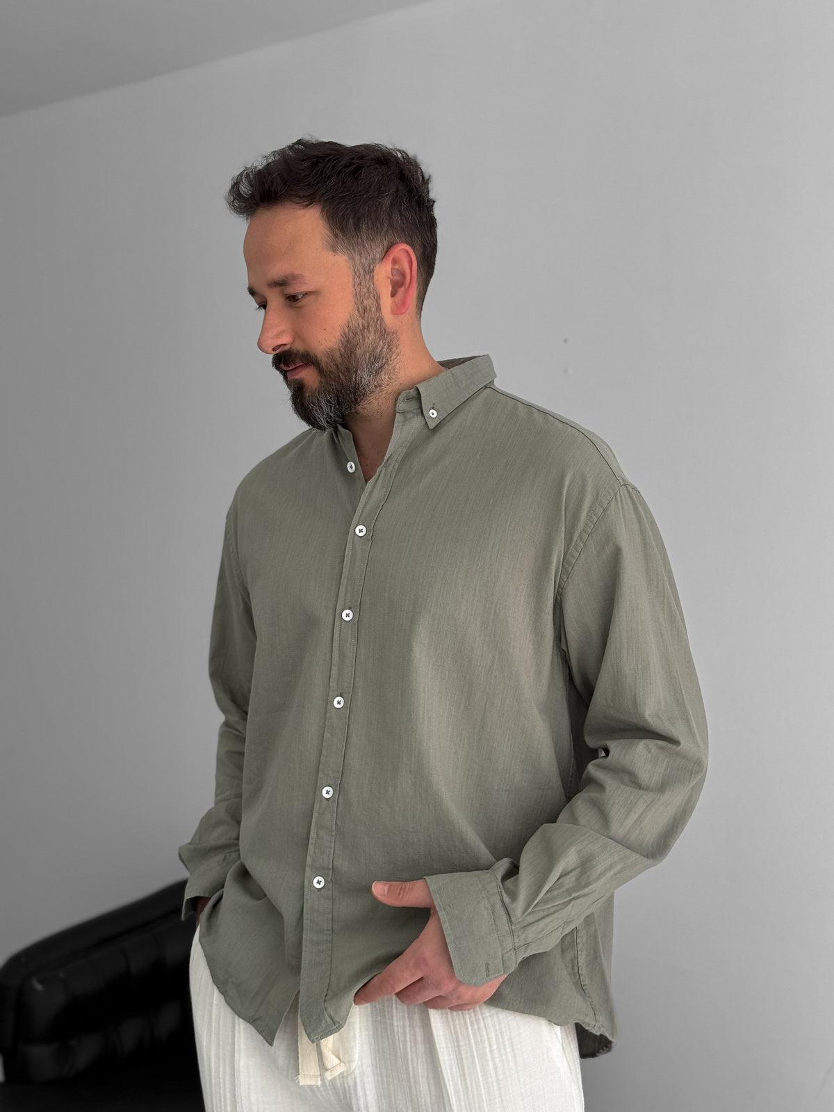 Light Khaki Fresh Fabric Basic Shirt