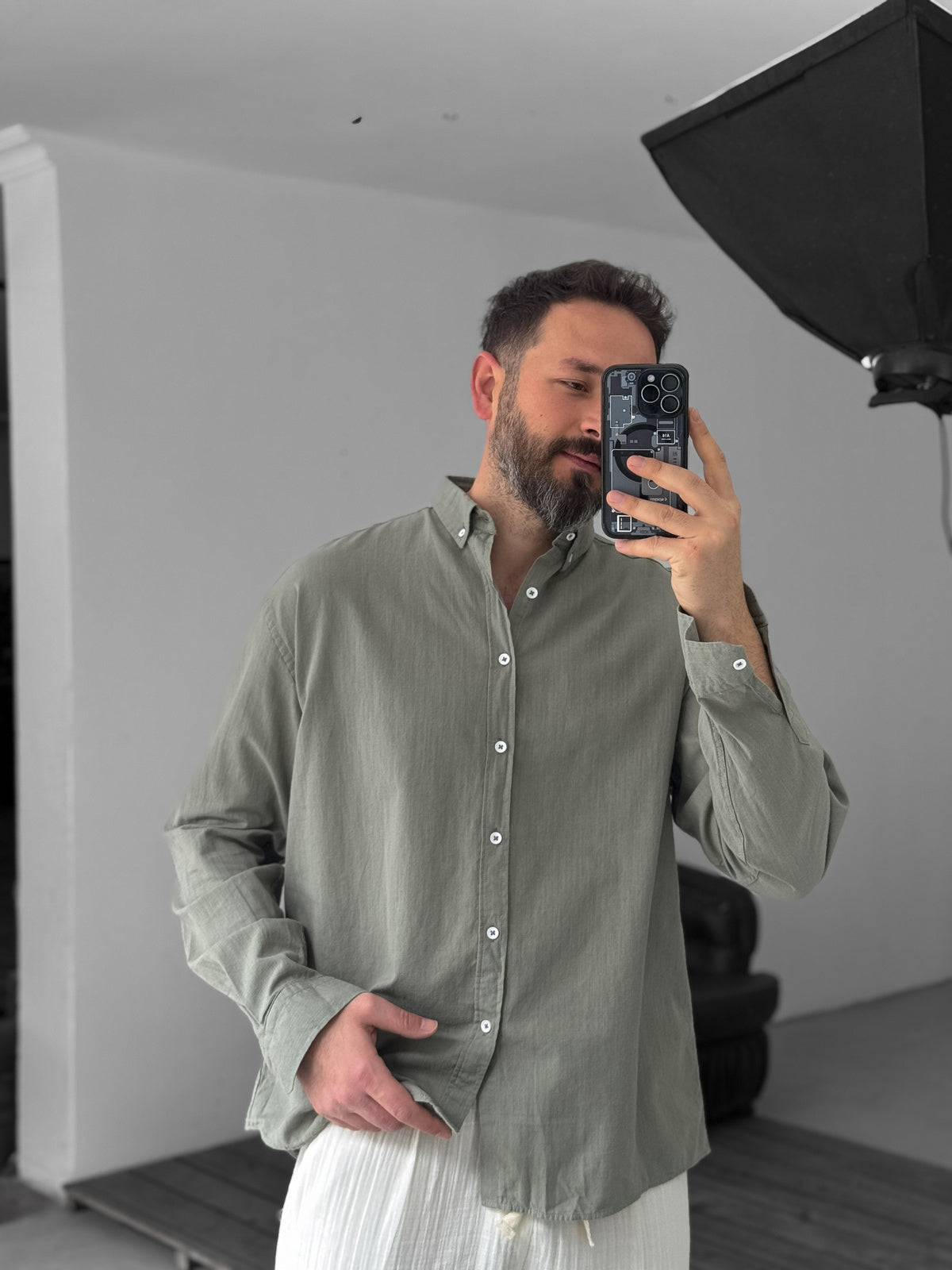 Light Khaki Fresh Fabric Basic Shirt