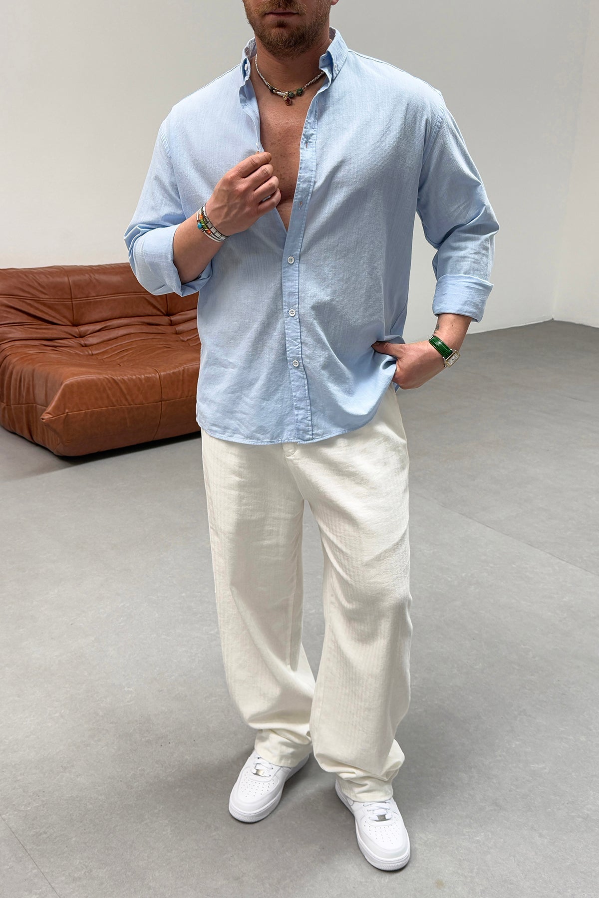 OVERSIZED FRESH LINEN SHIRT • BABY BLUE
