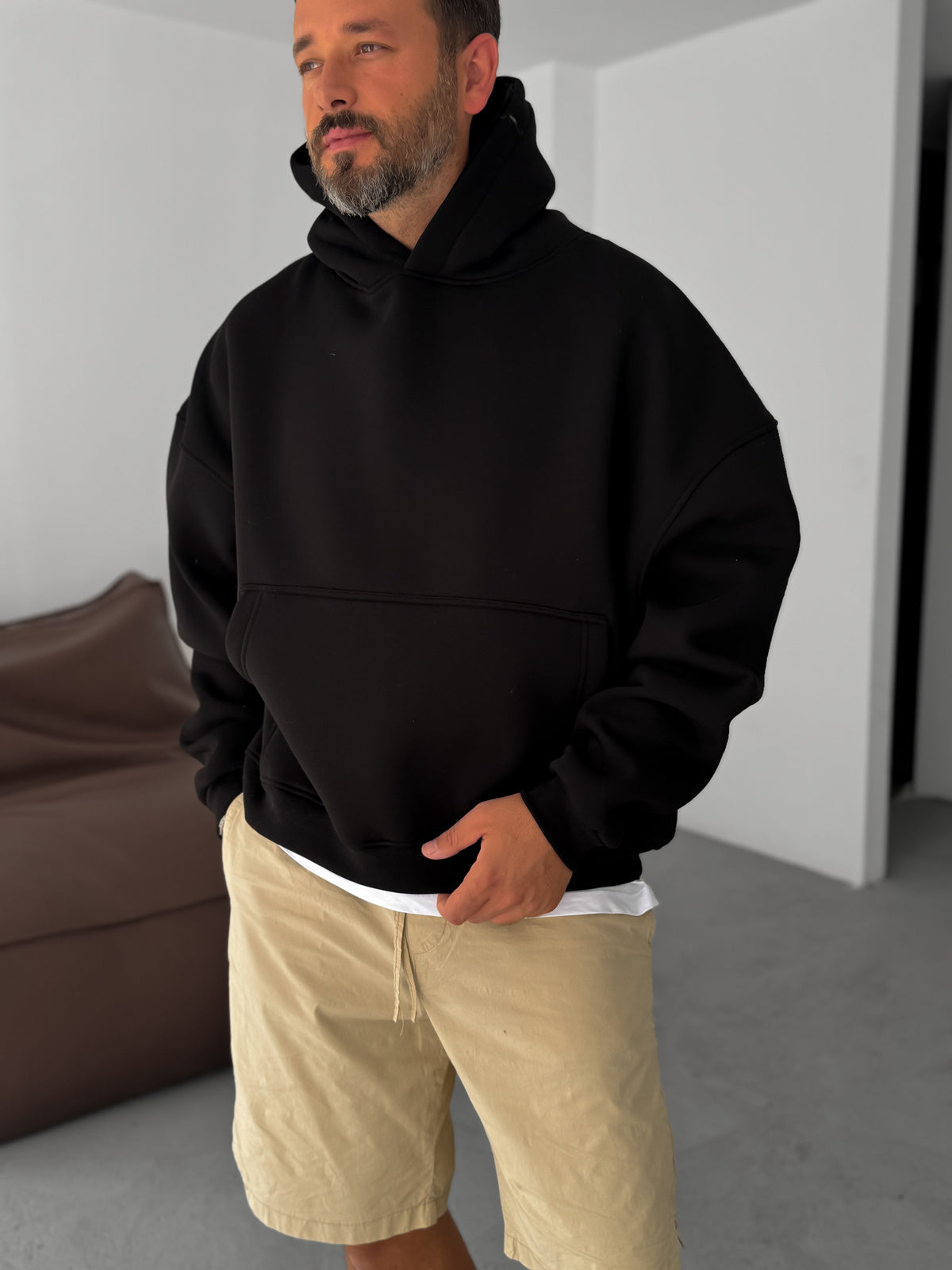 Black Basic Oversize Hoodie