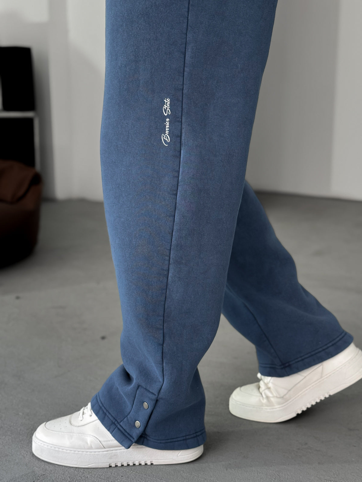 Navy Blue Buttoned-Up Washed Tracksuit