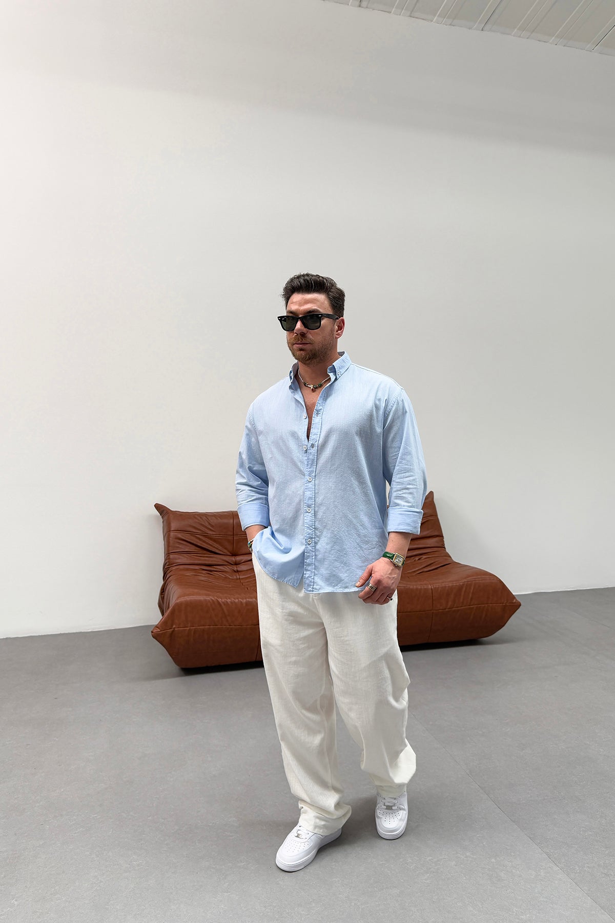 OVERSIZED FRESH LINEN SHIRT • BABY BLUE