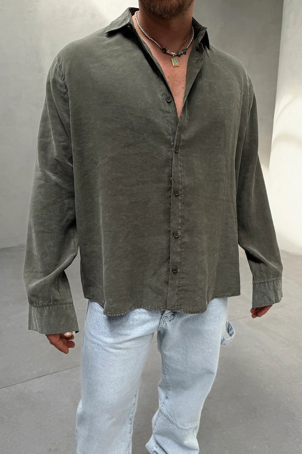 OVERSIZE WASHABLE SHIRT • KHAKI
