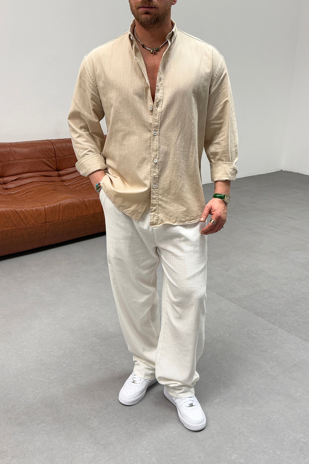 OVERSIZED FRESH LINEN SHIRT • BEIGE