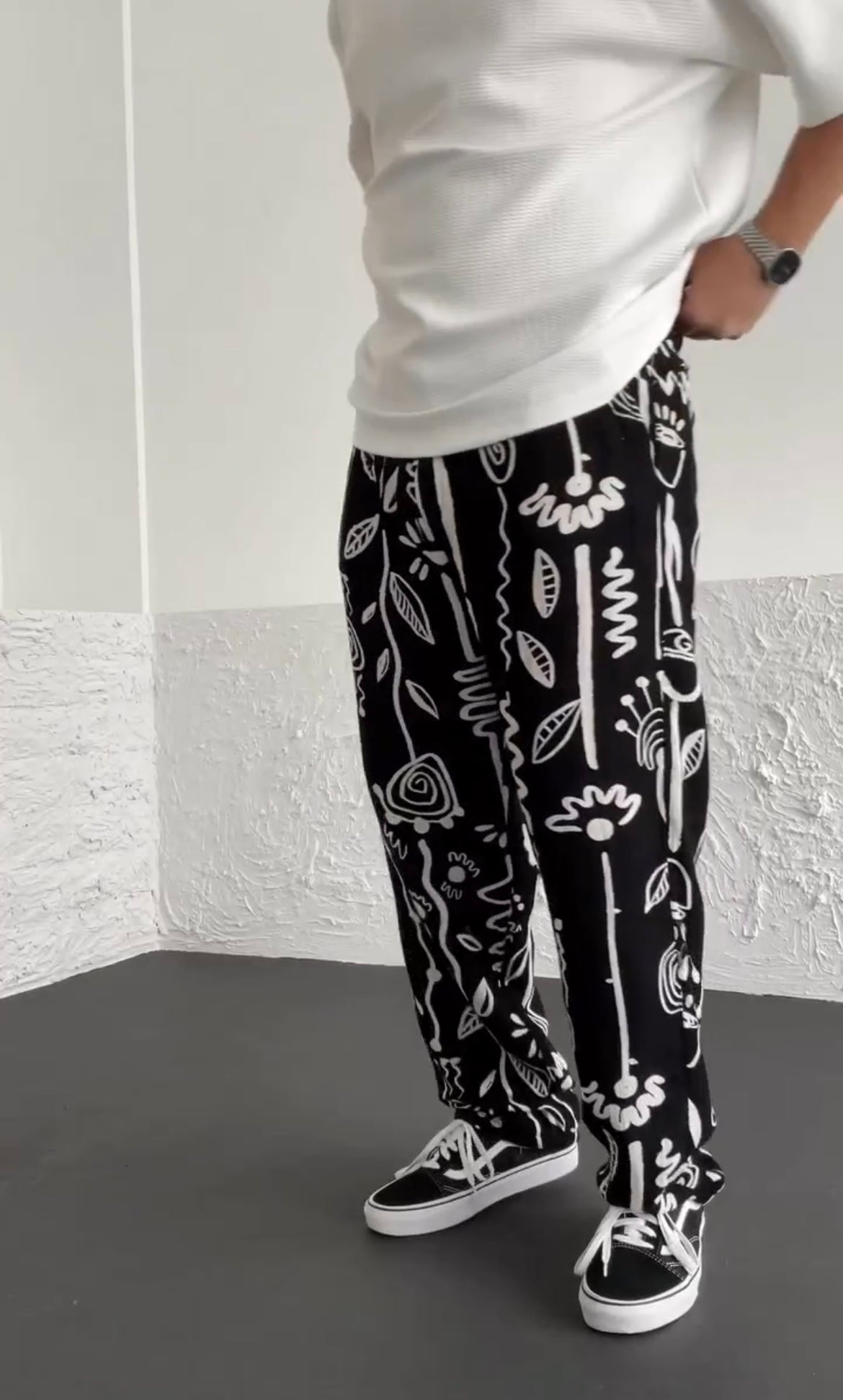 سراويل مموهة مطبوعة أسود