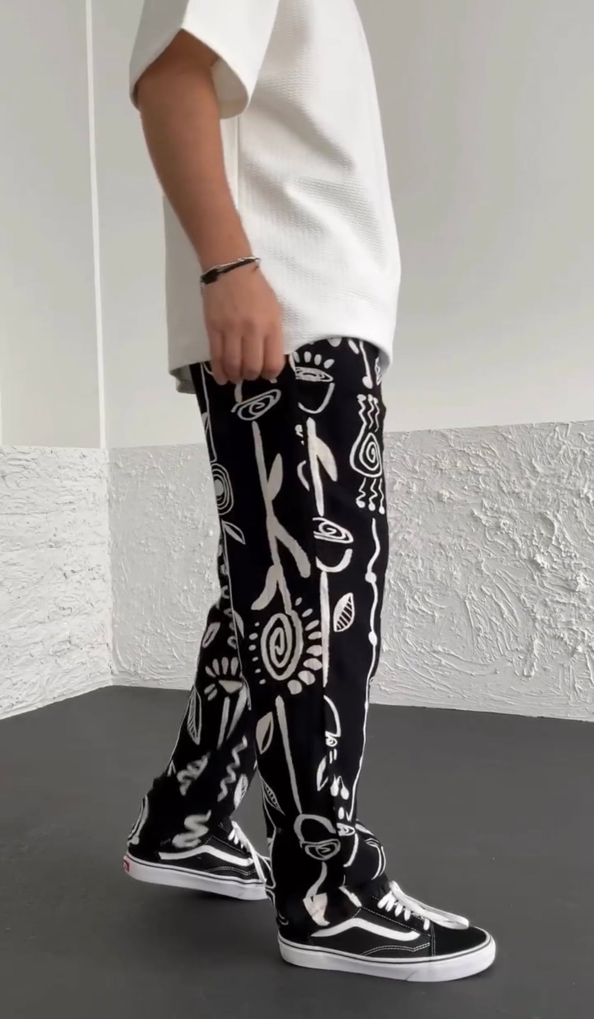 سراويل مموهة مطبوعة أسود