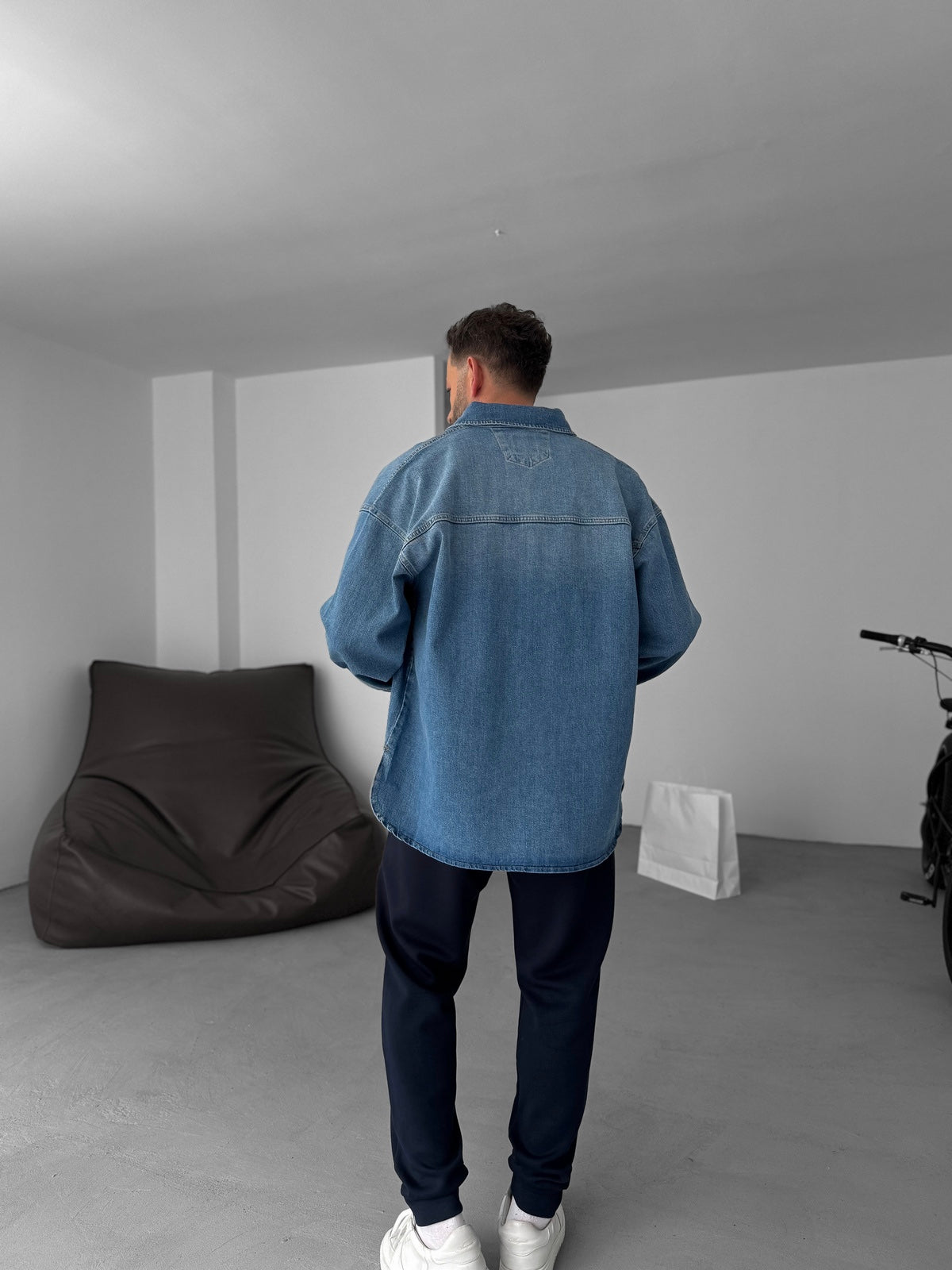 Blue Button Pocket Washed Denim Shirt
